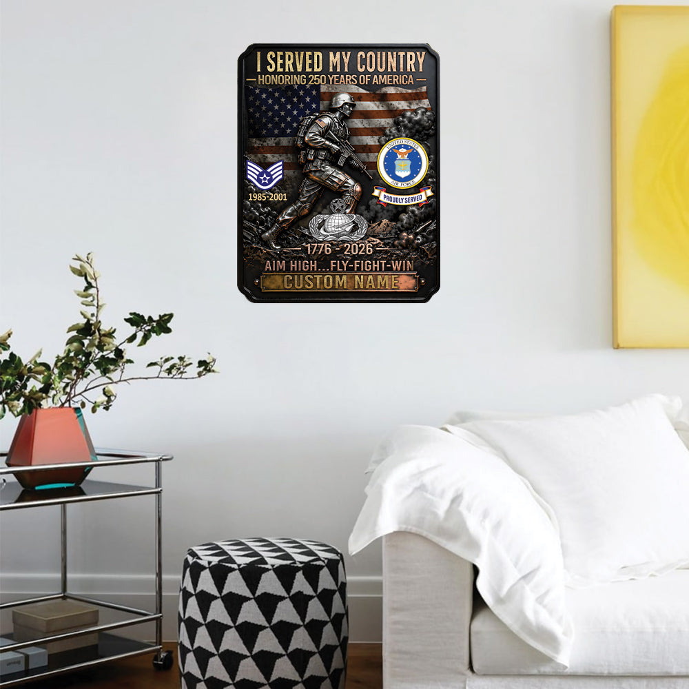 Air Force Badge - Personalized US Soldier/ Veteran Cut Metal Sign - 17773344