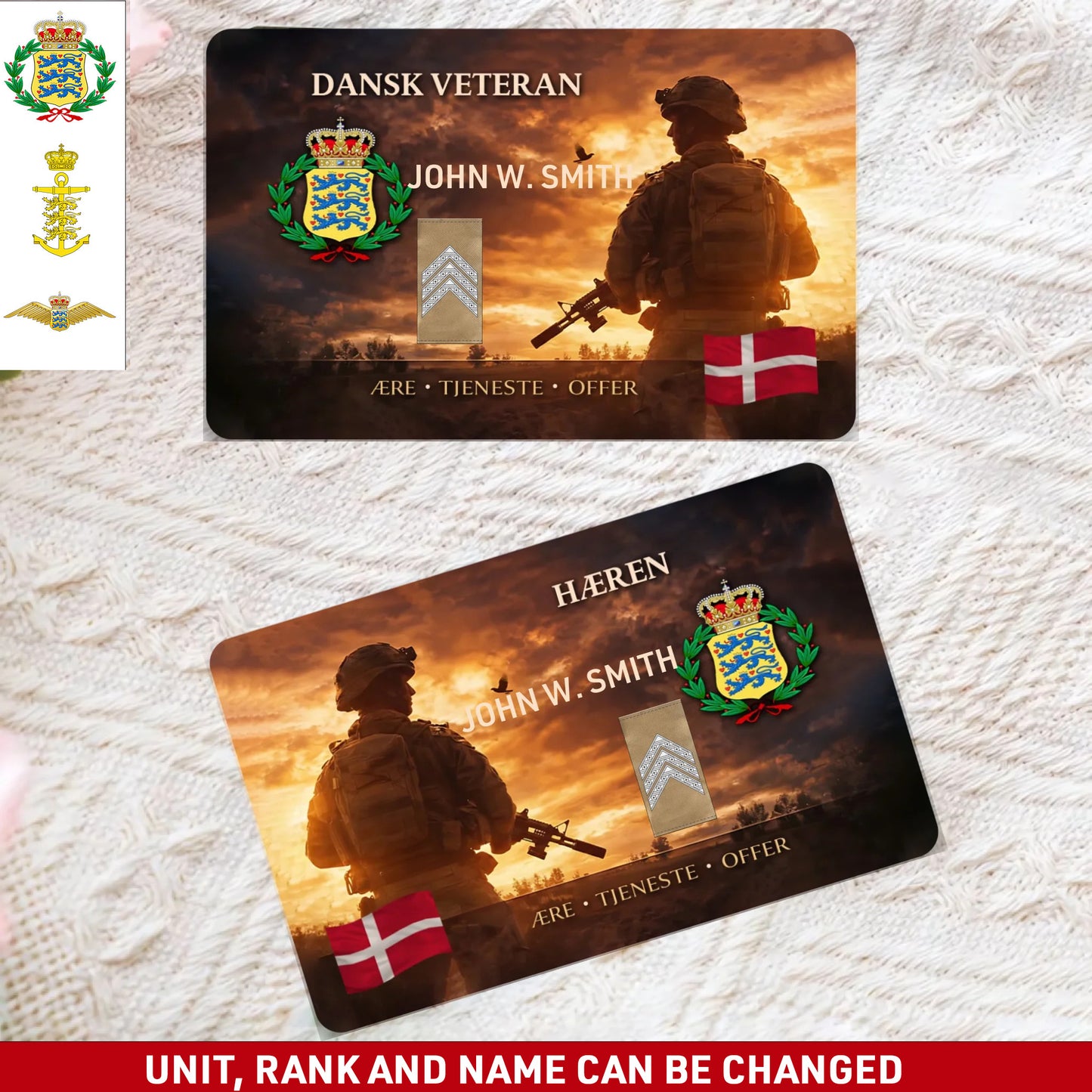 Personalized Denmark Soldier/ Veteran With Rank, Name And Year Aluminum Wallet Card - 1772496