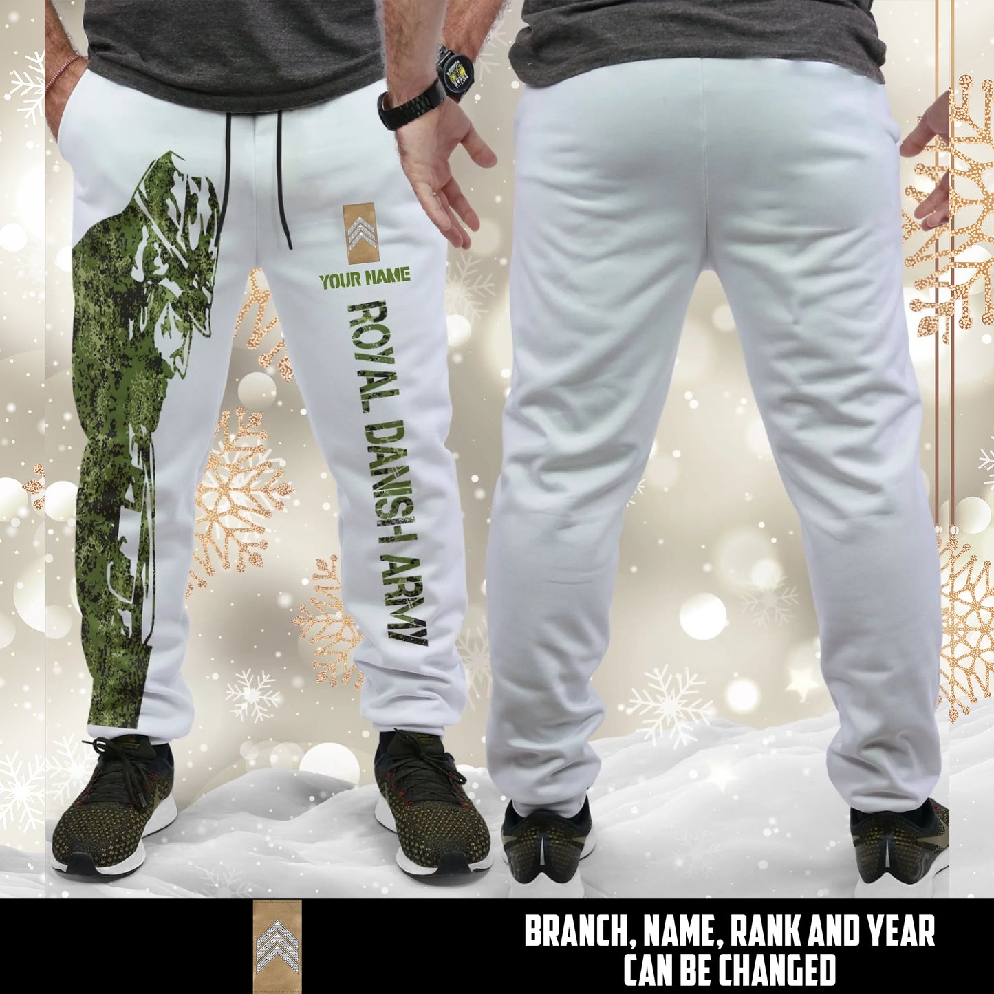 Personalized Denmark Soldier/ Veteran With Name And Rank Unisex Jogger - 17594496