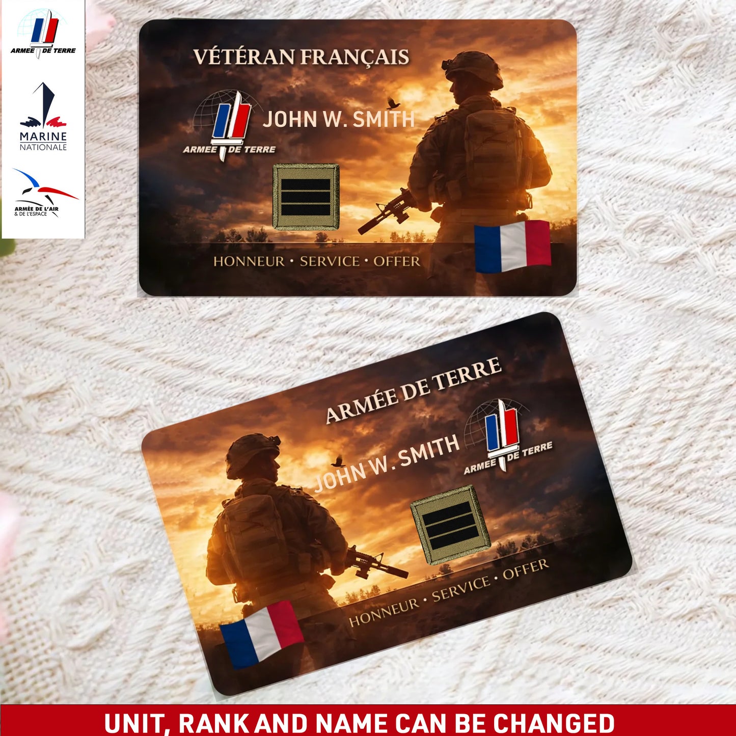 Personalized France Soldier/ Veteran With Rank, Name And Year Aluminum Wallet Card - 1772496