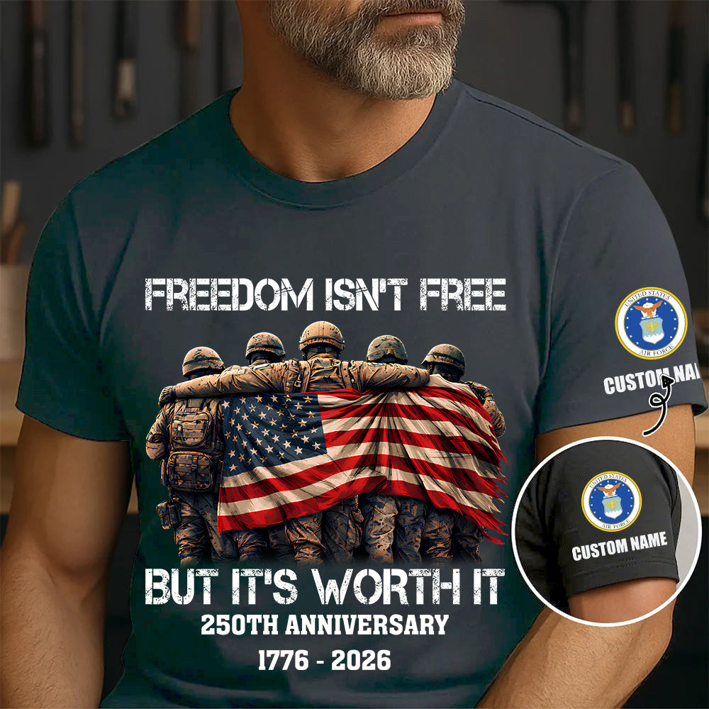 Air Force Badge - Personalized Name US Soldier/ Veteran T-Shirt - 1776470402