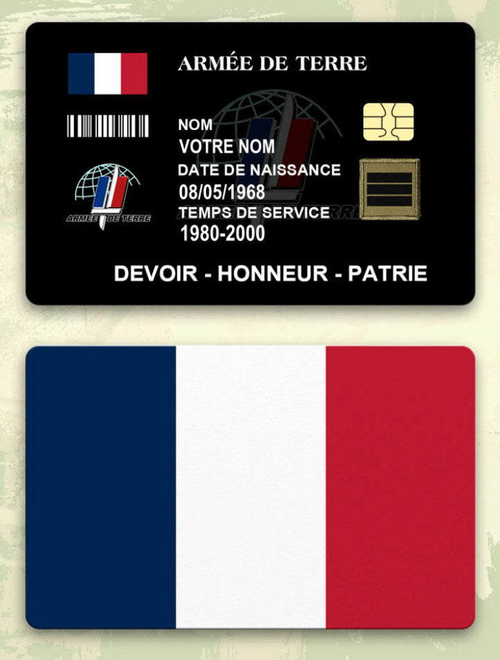 Personalized France Soldier/ Veteran With Rank, Name And Year Aluminum Wallet Card - David LC
