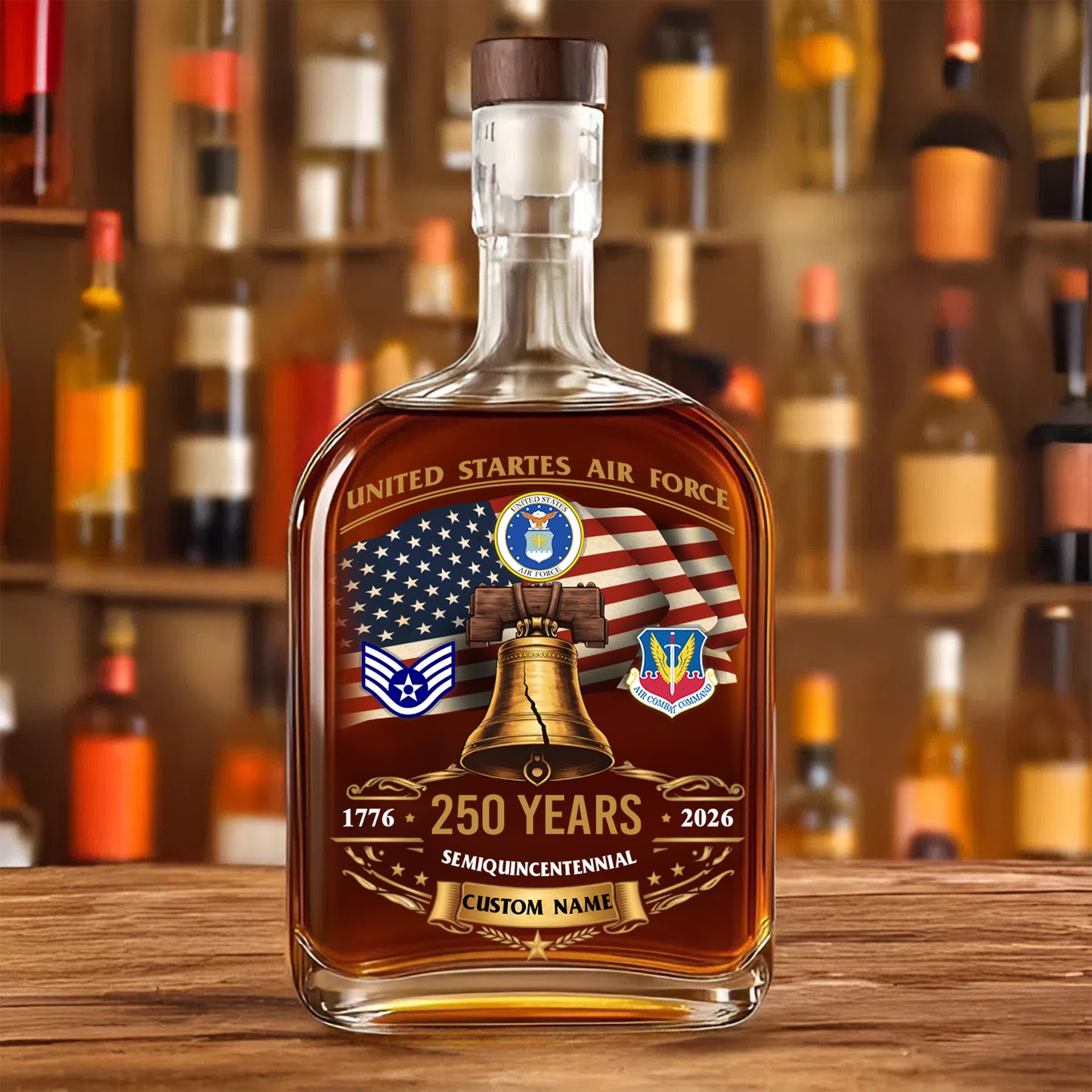 Air Force Command - Personalized US Soldier/ Veteran With Rank, Name And Year Whiskey Bottle Glass - 1777248002