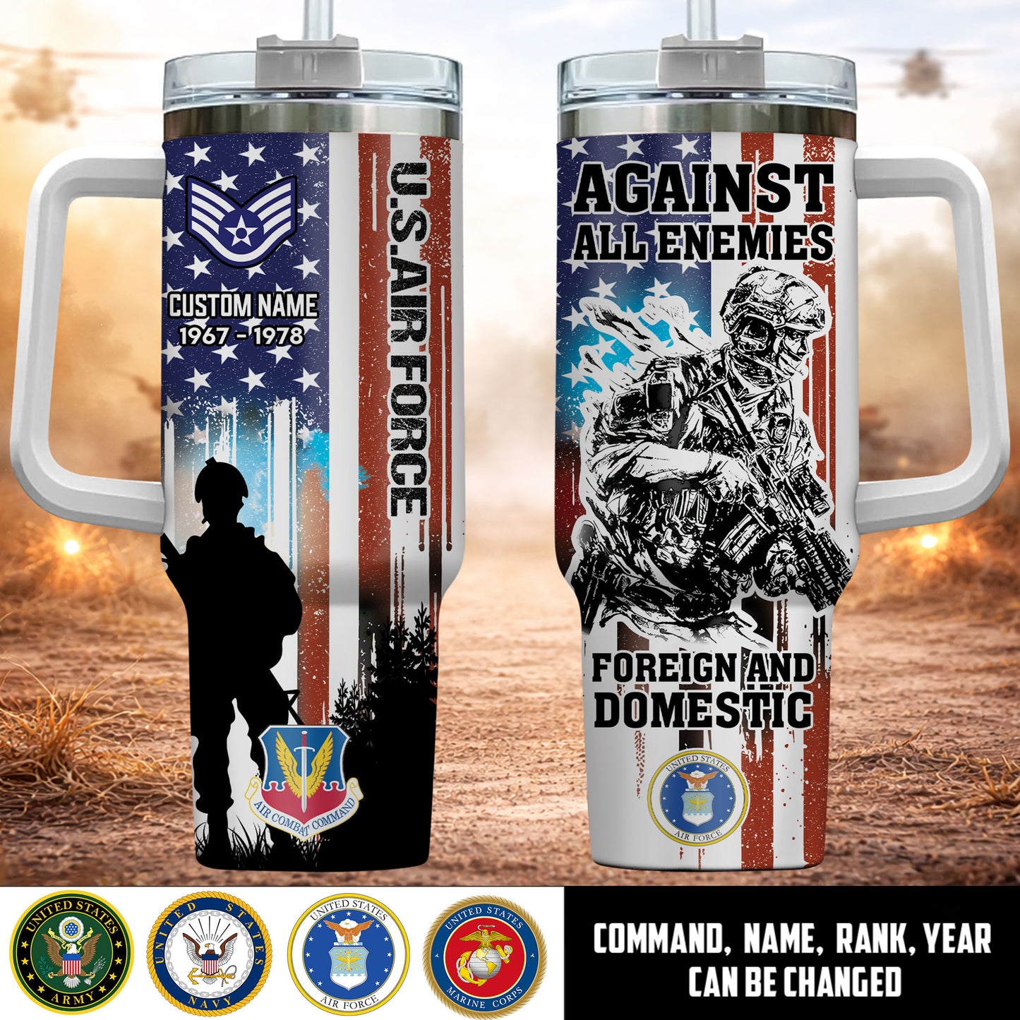 Air Force Command - Personalized US Veteran/ Soldier With Rank, Year And Name Tumbler - 17756928