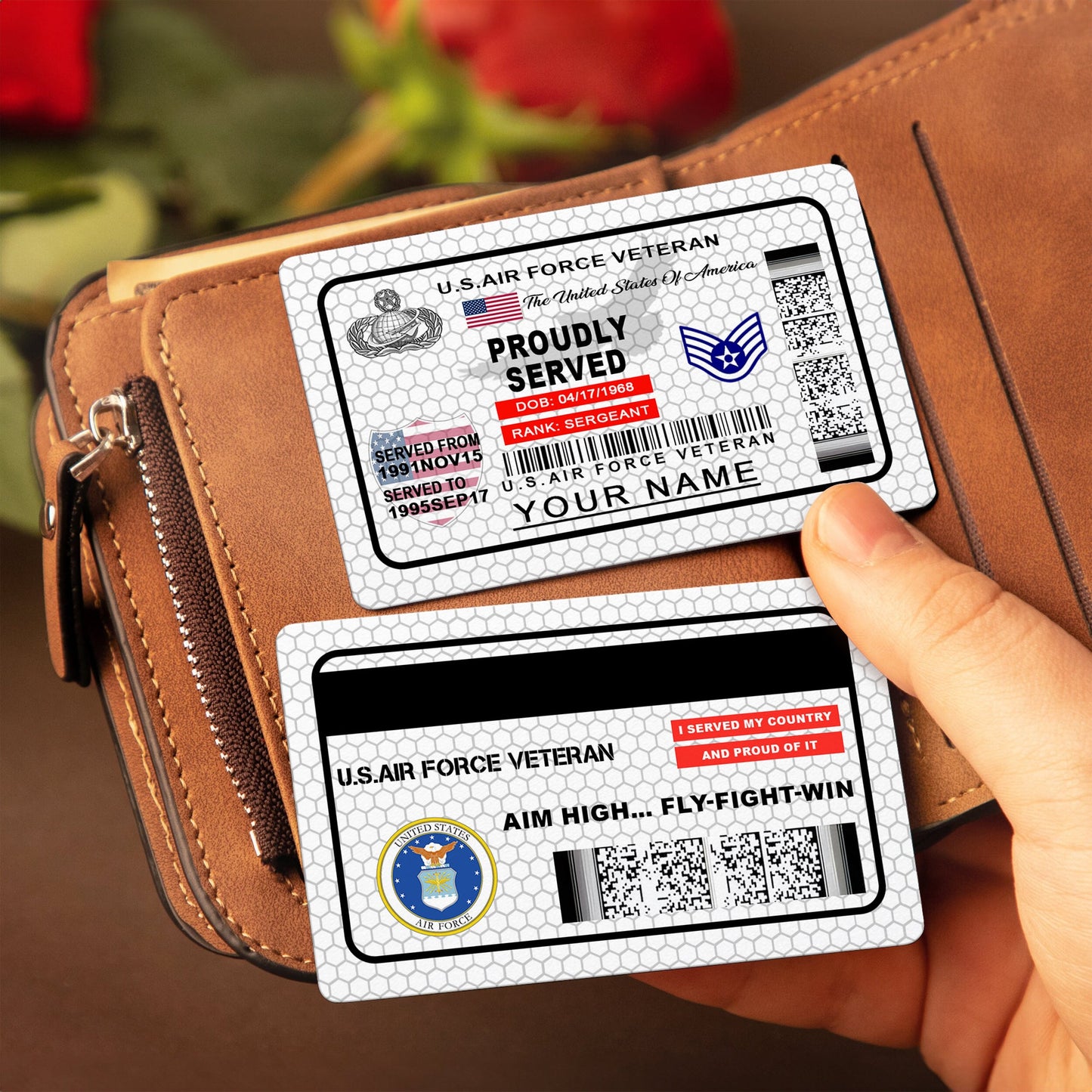 Air Force Badge - Personalized US Soldier/ Veteran Aluminum Wallet Card - 17488224