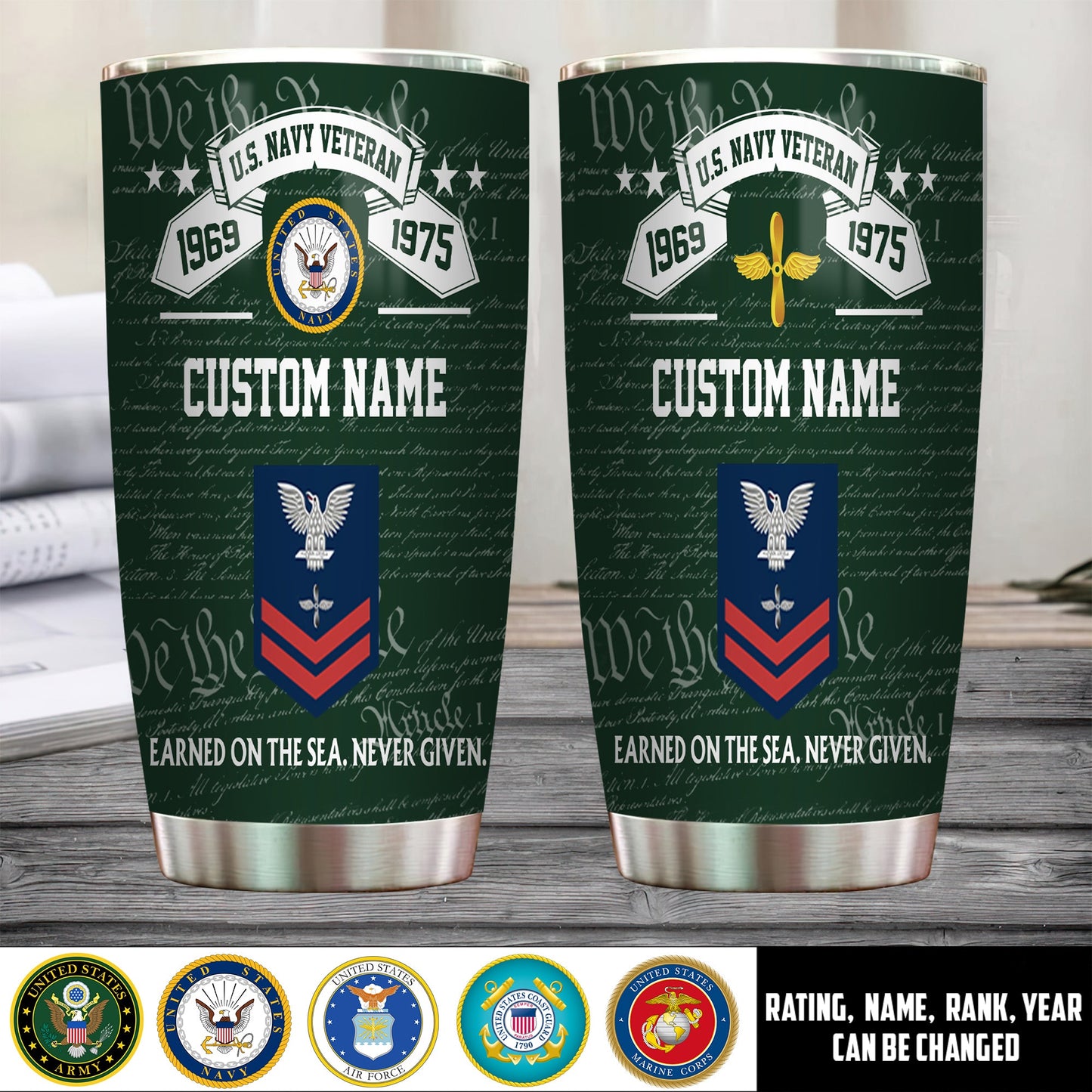 Navy Rating - Personalized US Soldier/ Veteran Tumbler - 17492544