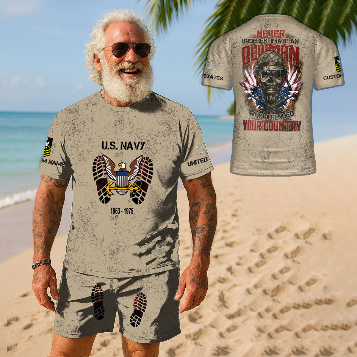 Navy Rating - Personalized US Soldier/ Veteran With Name, Year And Rank Combo T-Shirt + Short 3D Printed - 17763840