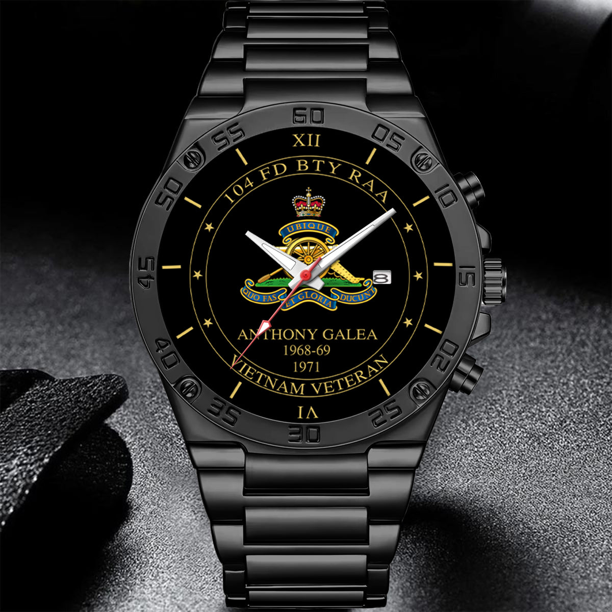 Personalized Australia Soldier/ Veteran With Name And Rank Gentleman Stainless Steel Watch - Anthony Galea