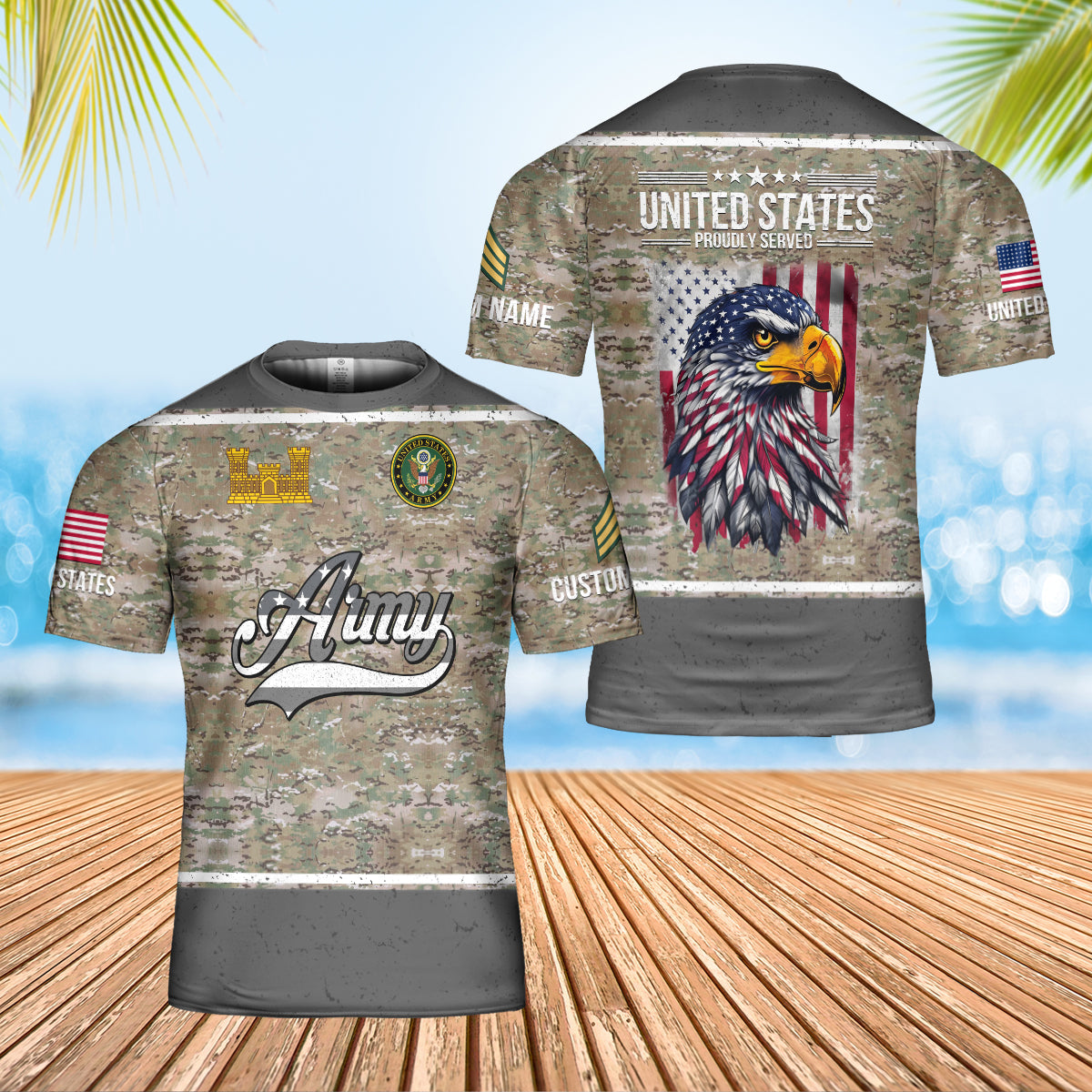 Army Branch - Personalized US Soldier/Veteran Camo with Rank, Name & Year T-Shirt All Over Printed - 17757792
