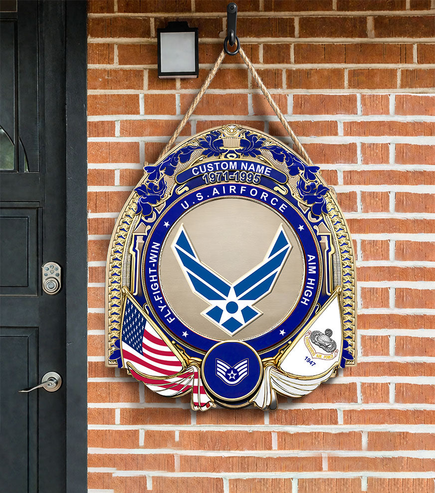 Air Force Badge - Personalized Rank, Name And Year US Soldier/Veterans Wooden Sign - 17762976