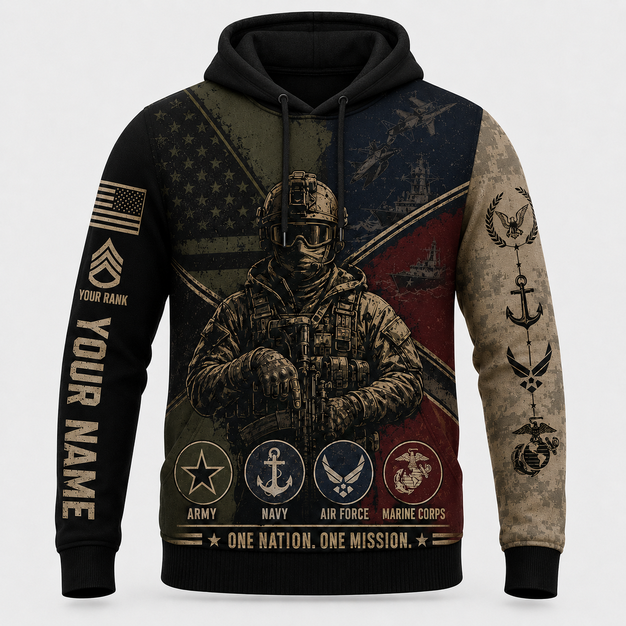 U.S. Air Force Warrior Hoodie – Combat Style Veteran Pullover for Men - 1778630406