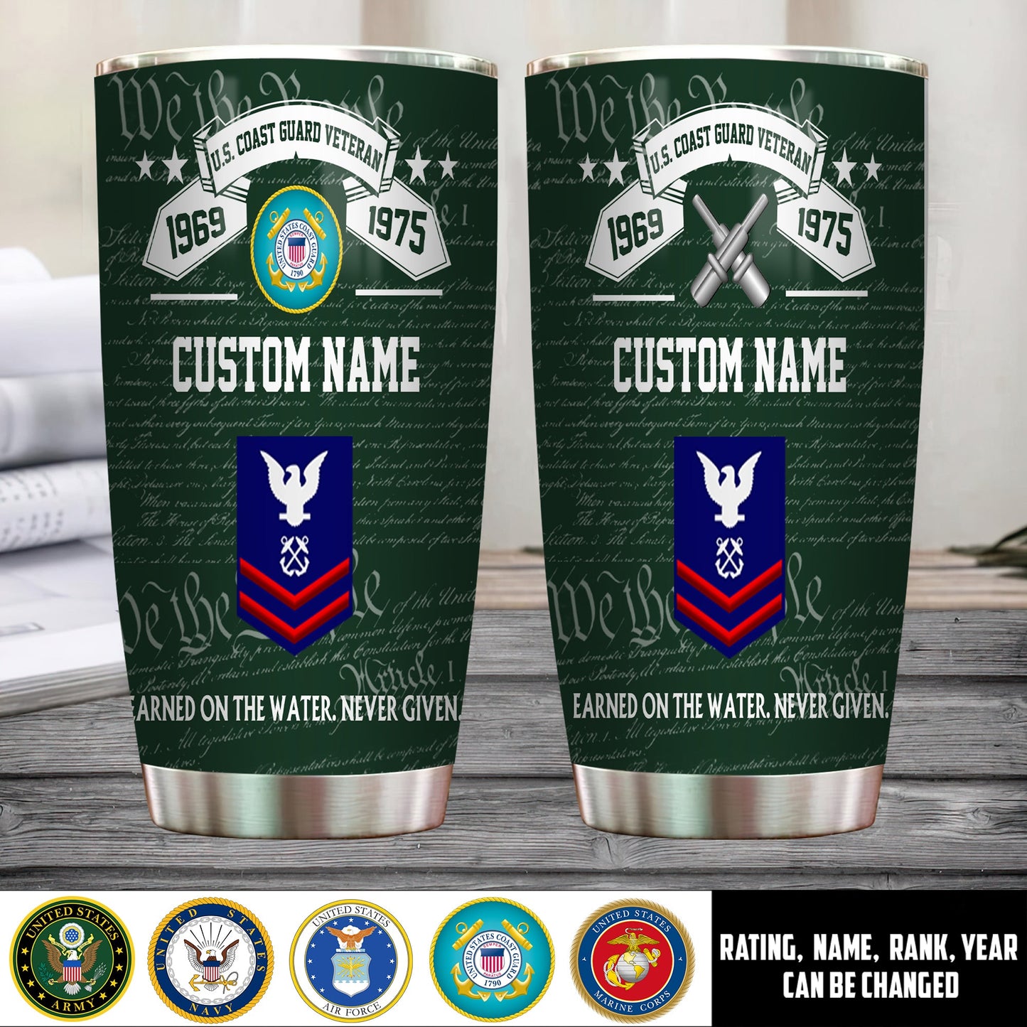 Coast Guard Rating- Personalized US Soldier/ Veteran Tumbler - 17492544