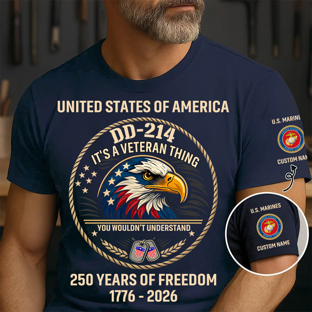 Marine Battalions - DD-214 It's A Veteran Things - Personalized Shirt, Custom Veteran Military Branch Shirt, 250th USA Tee, Independence Day Shirt, Veteran Shirt, 4th Of July Tee - 1776729602