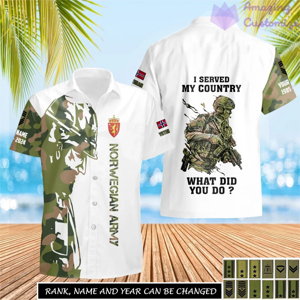 Personalized Norway Soldier/Veteran Camo with Name, Rank Hawaii All Over Printed - 17262720