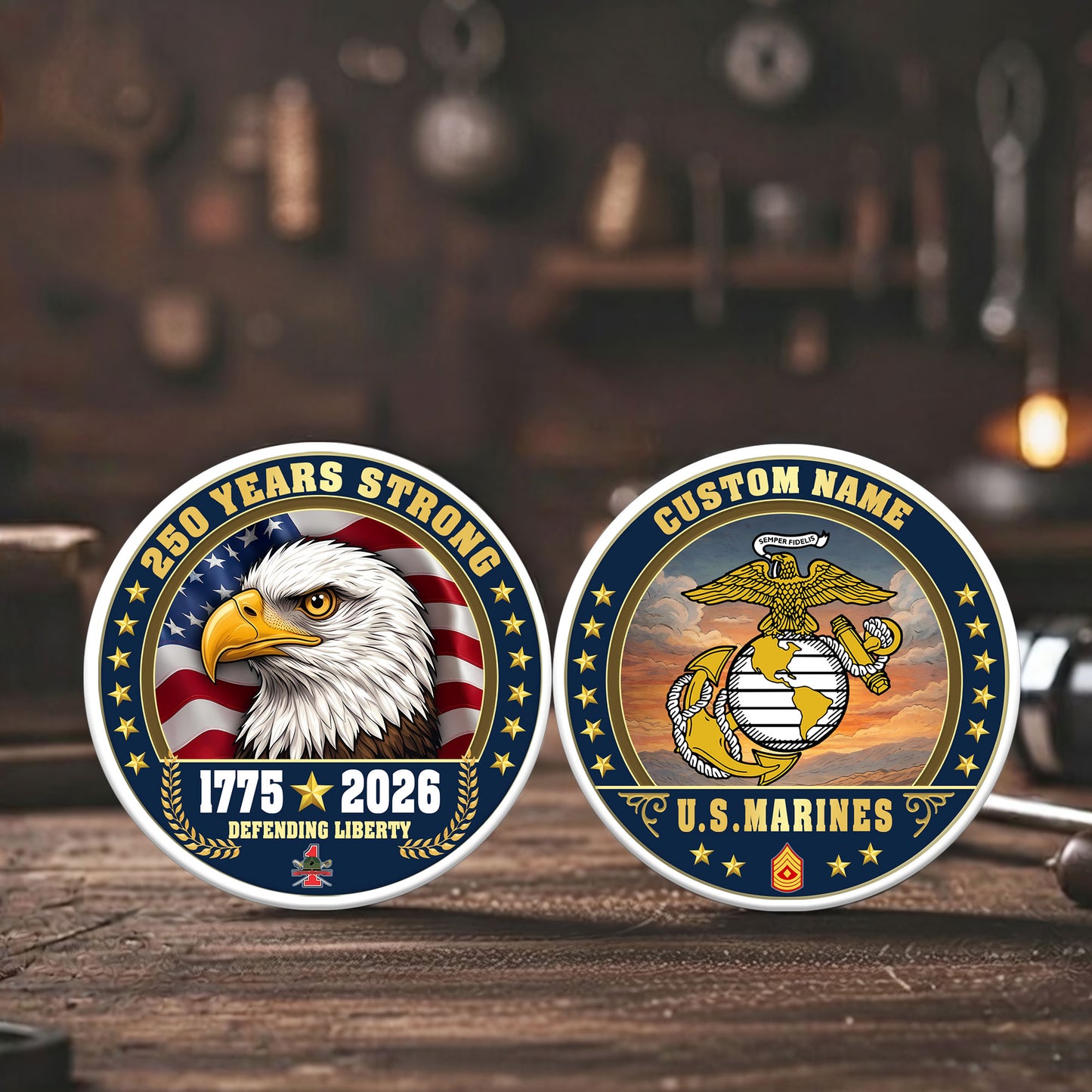 Marine Battalions - Personalized US Veteran/ Soldier With Rank, Name And Year 250th Anniversary Coin - 1776643202