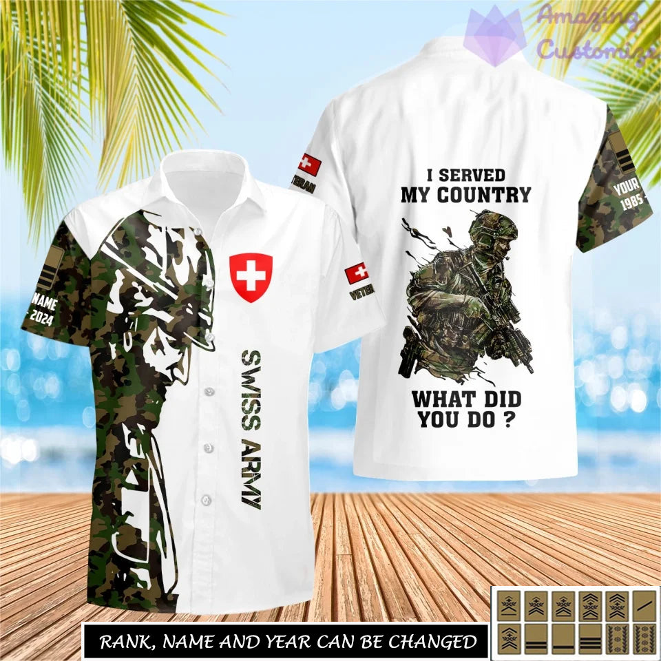 Personalized Swiss Soldier/Veteran Camo with Name, Rank Hawaii Shirt All Over Printed - 17262720