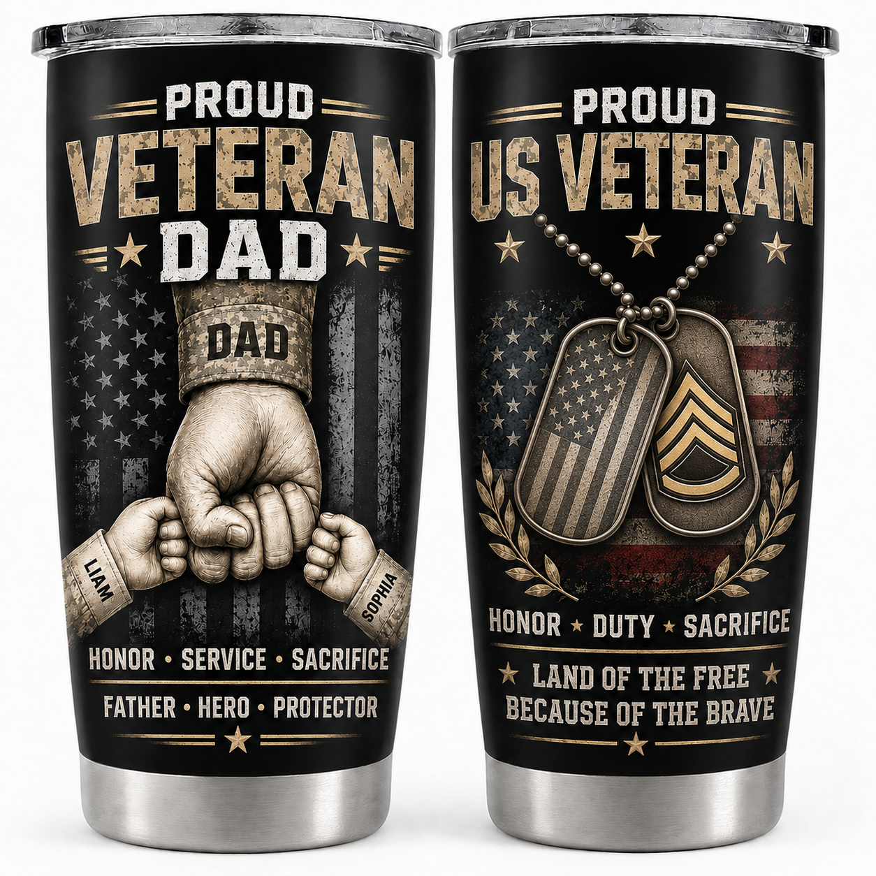 U.S. Marine Coprs - Proud Veteran Dad, Personalized Tumbler With Rank And Name 20OZ Tumbler - 1778544005
