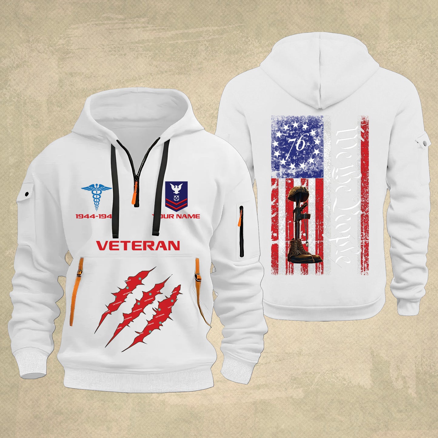 Coast Guard Rating - Personalized We The People 250th USA Zip Hoodie Multicolor – Custom Military Branch, 1776–2026, Custom Name - 17690400