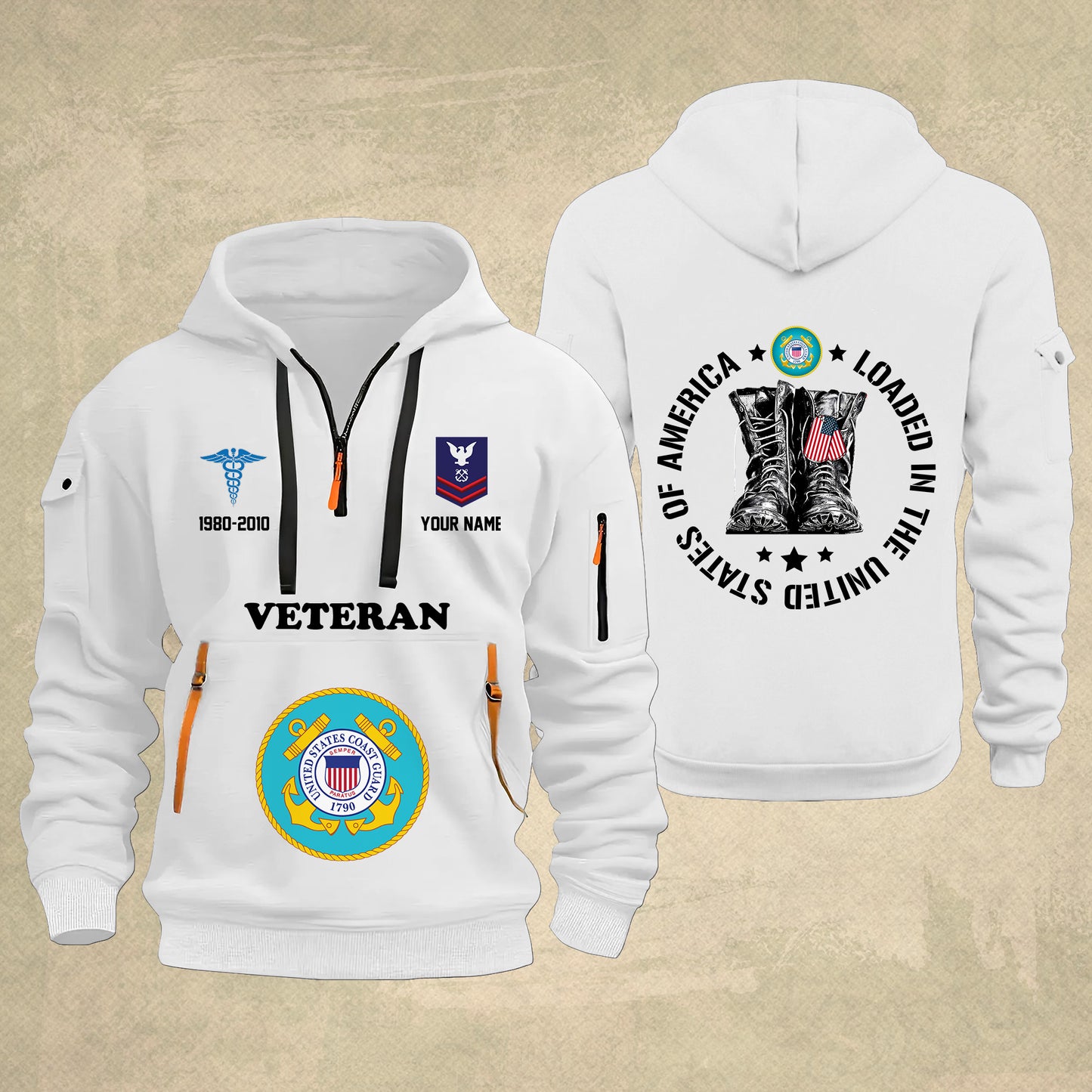 Coast Guard Rating - Personalized U.S. Military Zip Hoodie Multicolor With American Flag – Custom Veteran Hoodie – Independence Day Hoodie - 17689536