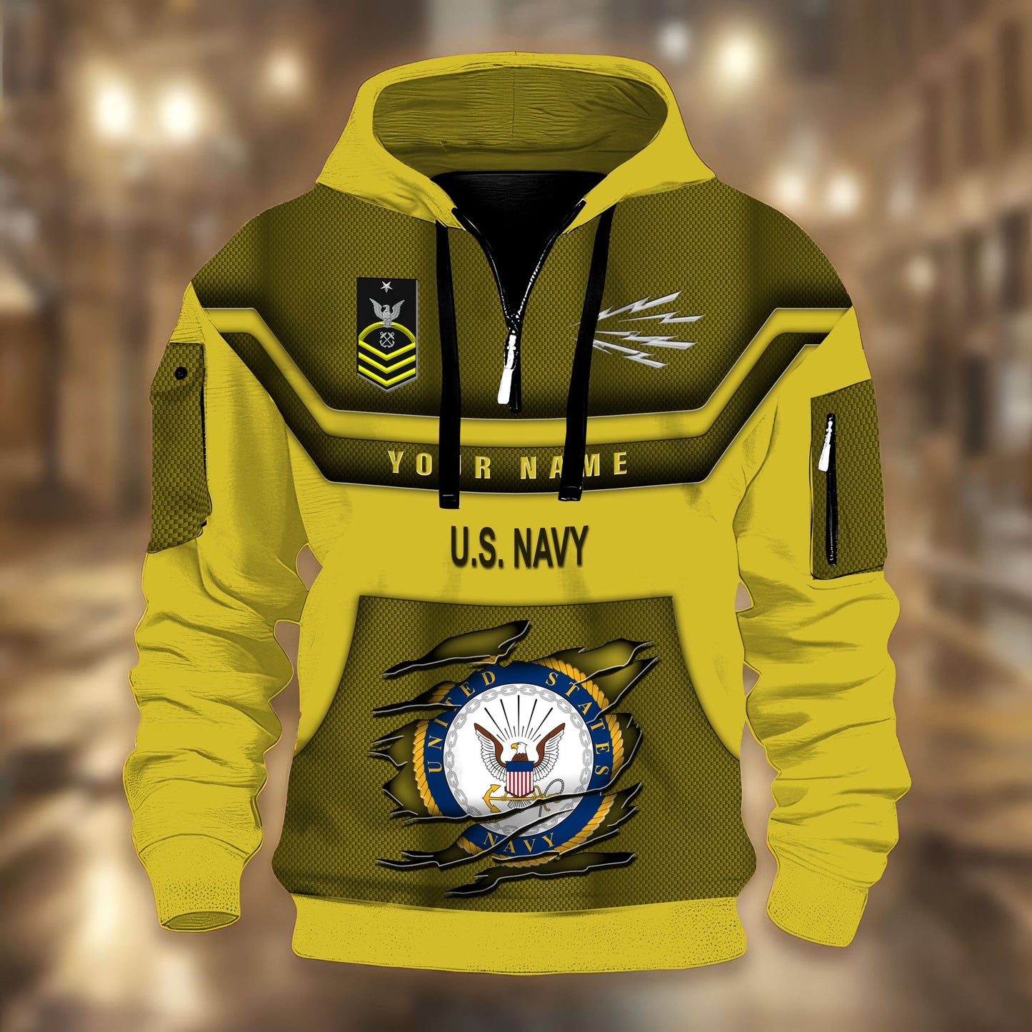 Navy Rating - Personalized US Soldier/ Veteran 3D Half-zip Hoodie -17508096