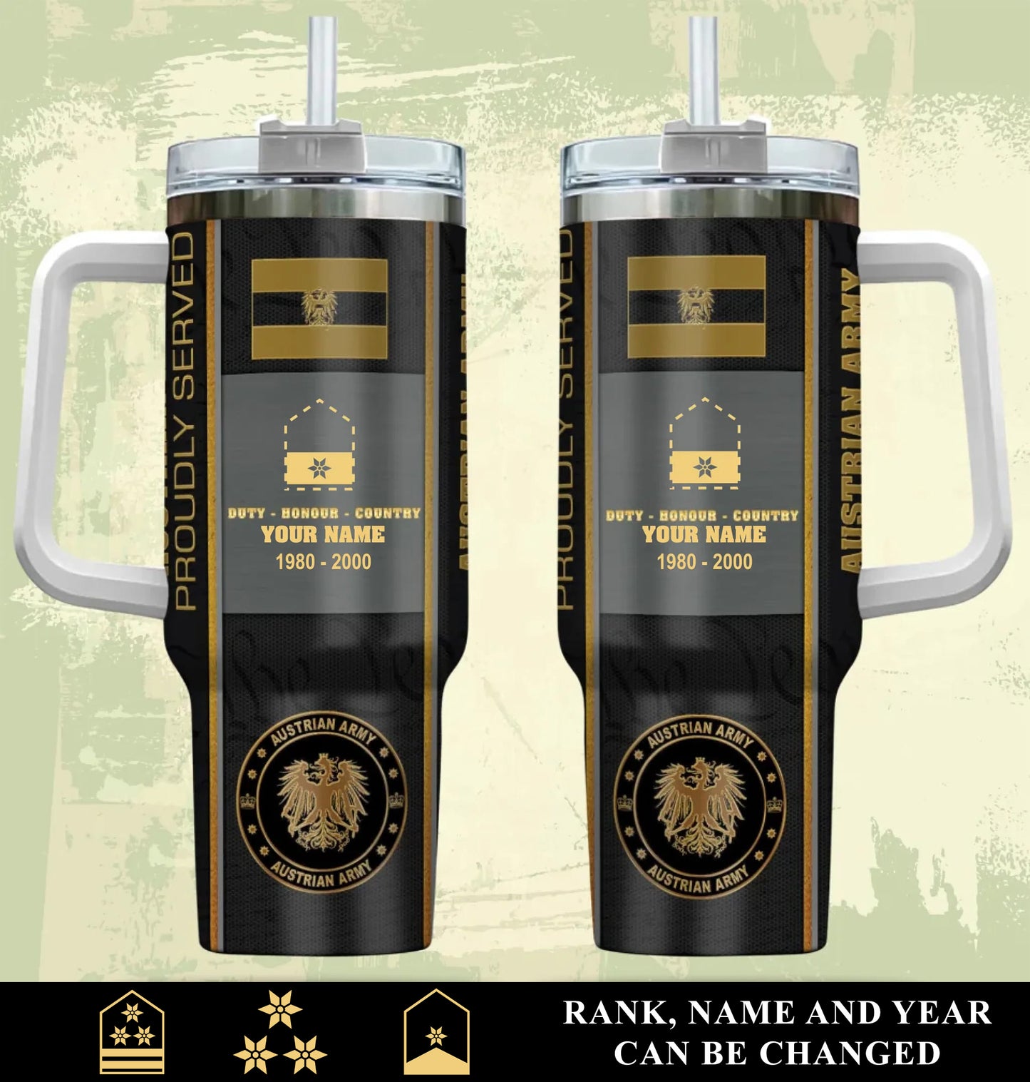 Personalized Austria Veteran/ Soldier With Rank, Year And Name Camo Tumbler - 17434656