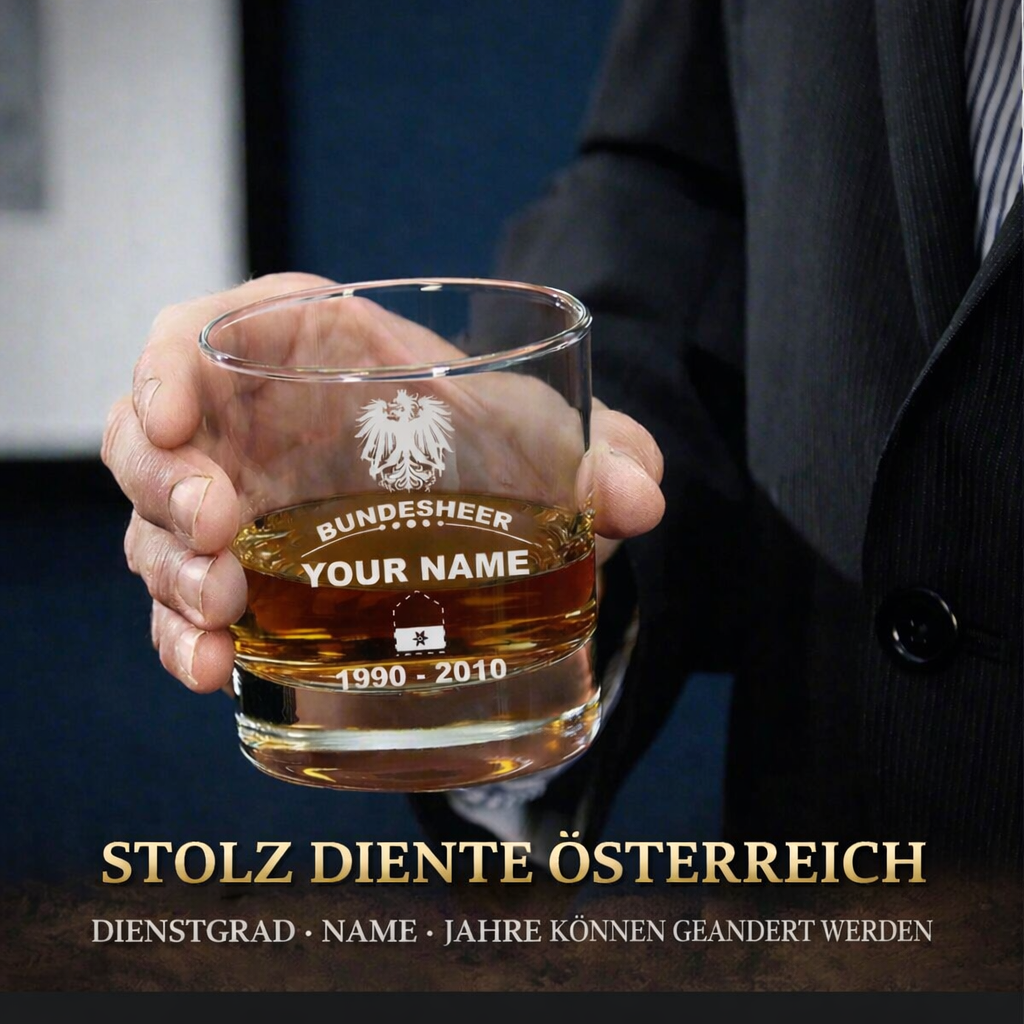 Personalized Austria Soldier/ Veteran With Rank, Name and Year Whiskey Glass - 17718048