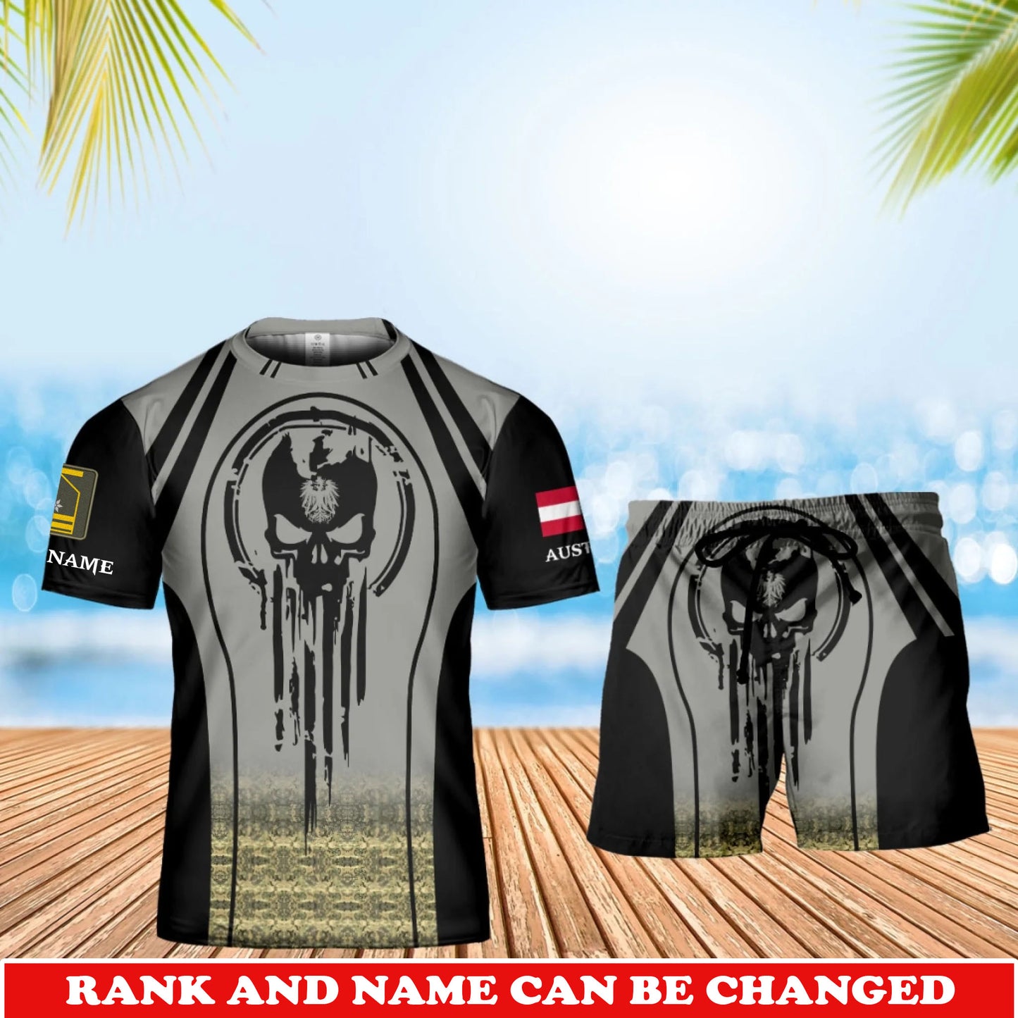 Personalized Austria Veteran/ Soldier With Rank and Name Combo T-Shirt + Short All Over Print - 17741376