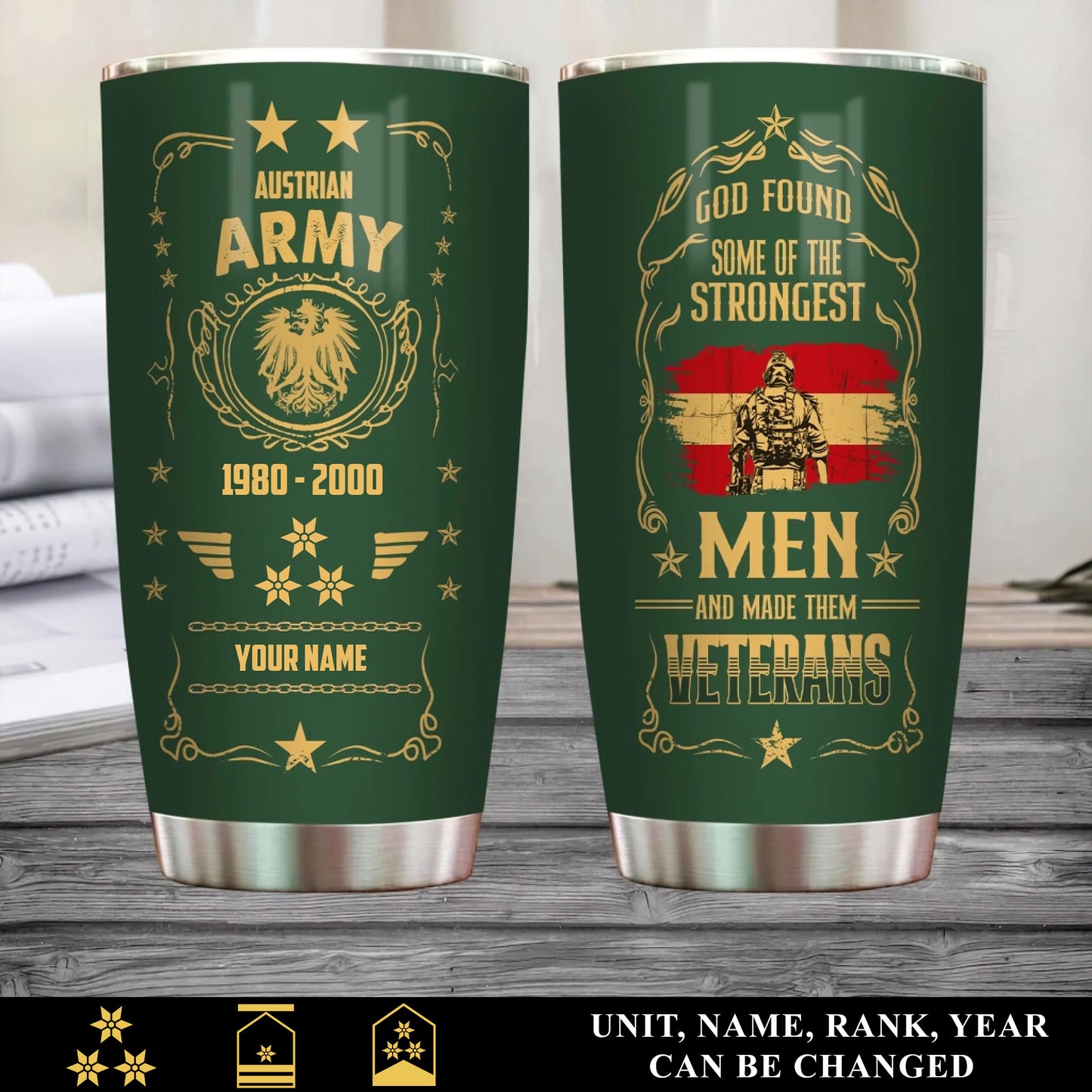 Personalized Austria Veteran/ Soldier With Rank, Name And Year Tumbler - 17496864