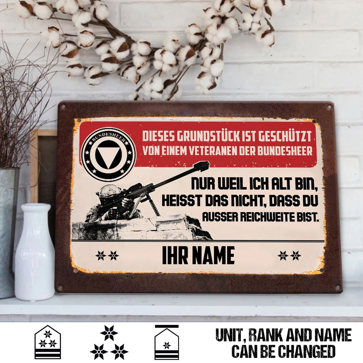Personalized Austria Soldier/ Veteran Cut Metal Sign - 17476992