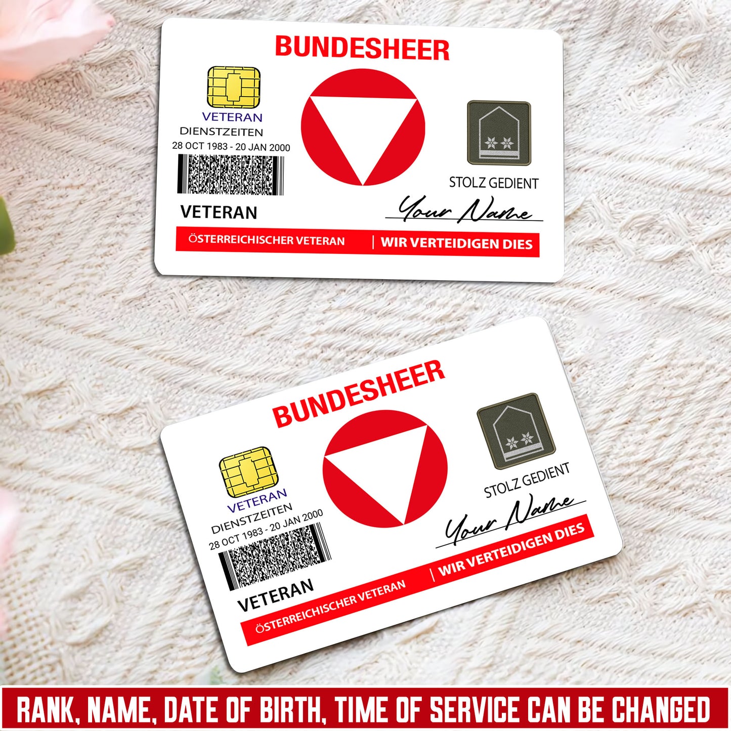 Personalized Austria Soldier/ Veteran With Rank, Name And Year Aluminum Wallet Card - 17671392