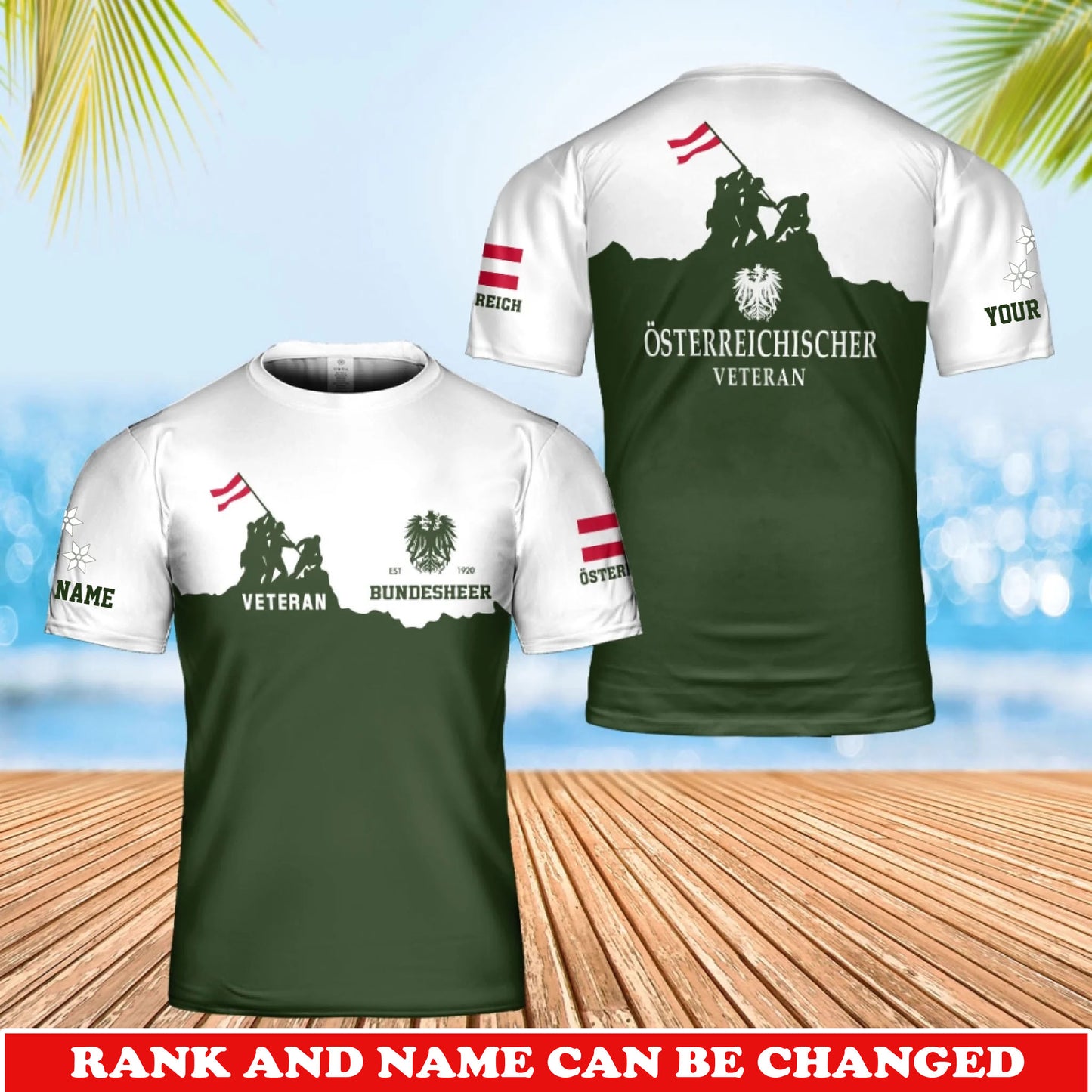 Personalized Austria Soldier/Veteran Camo with Rank and Name T-Shirt All Over Printed - 17746560