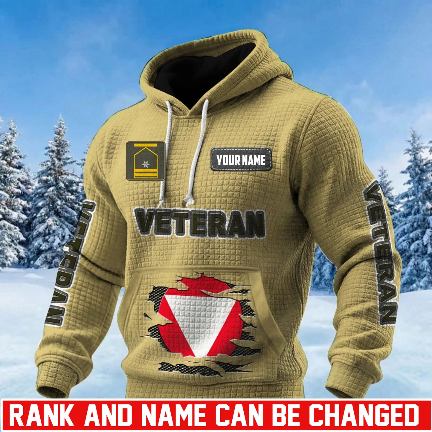 Personalized Austria Soldier/ Veteran With Rank And Name 3D Waffle Hoodie - 17694720