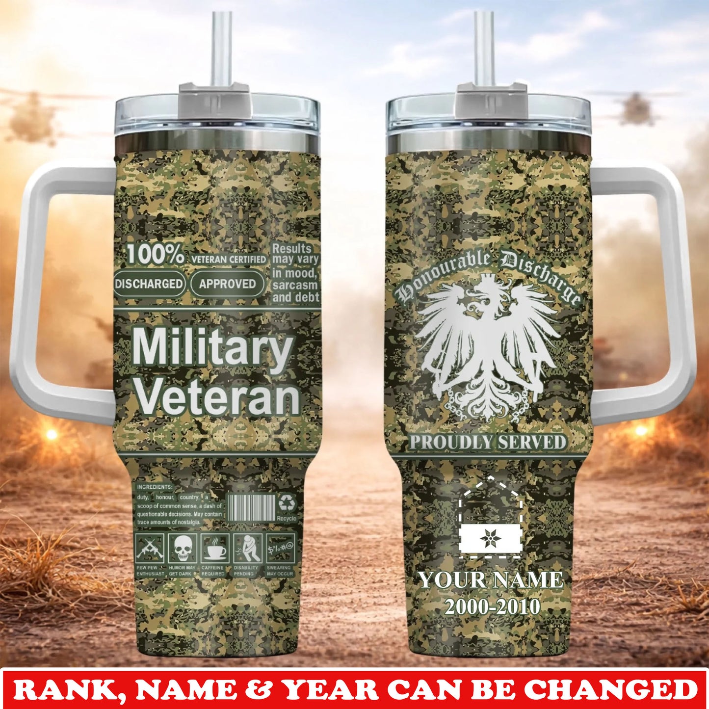 Personalized Austria Veteran/ Soldier With Rank, Year And Name Camo Tumbler - 17745696