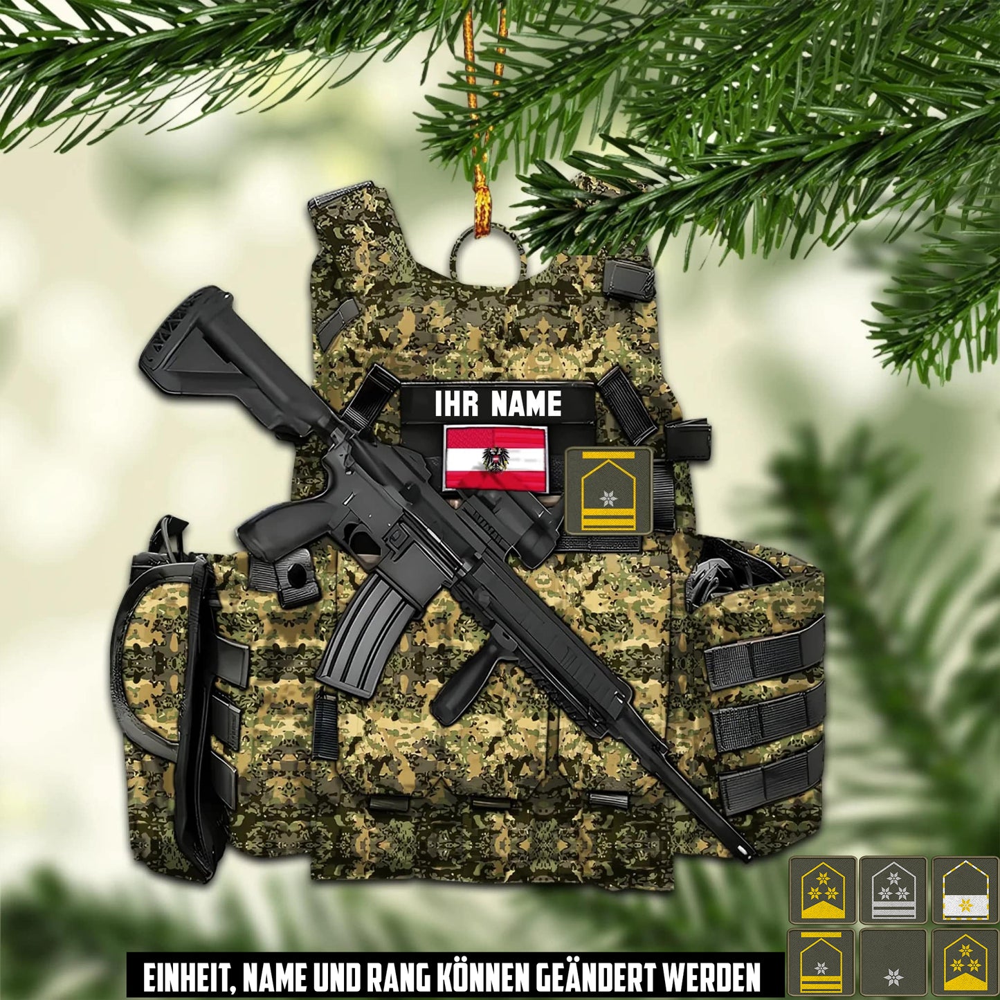Österreichischer Soldaten-Westenanhänger – Personalisierbar mit Name, Rang & Tarnfarbe - 17577216