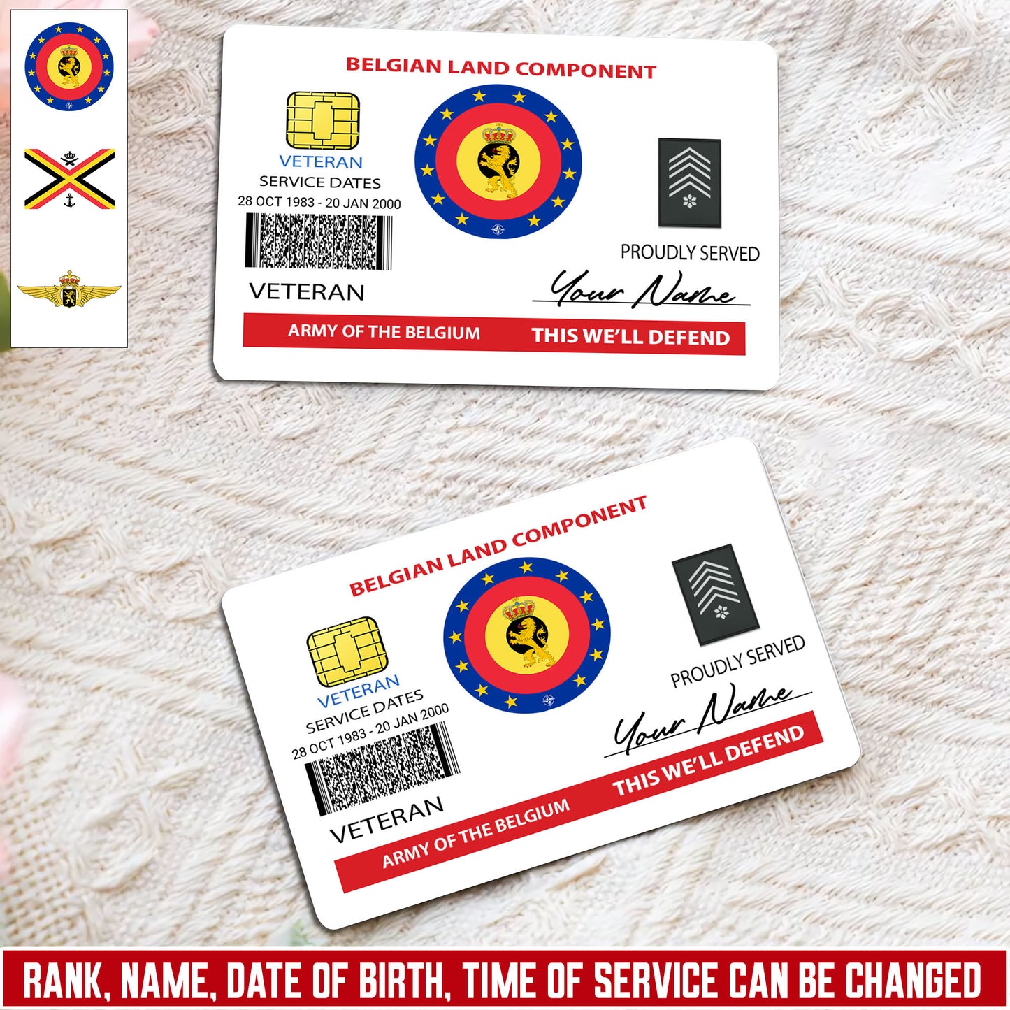 Personalized Belgium Soldier/ Veteran With Rank, Name And Year Aluminum Wallet Card - 17472672