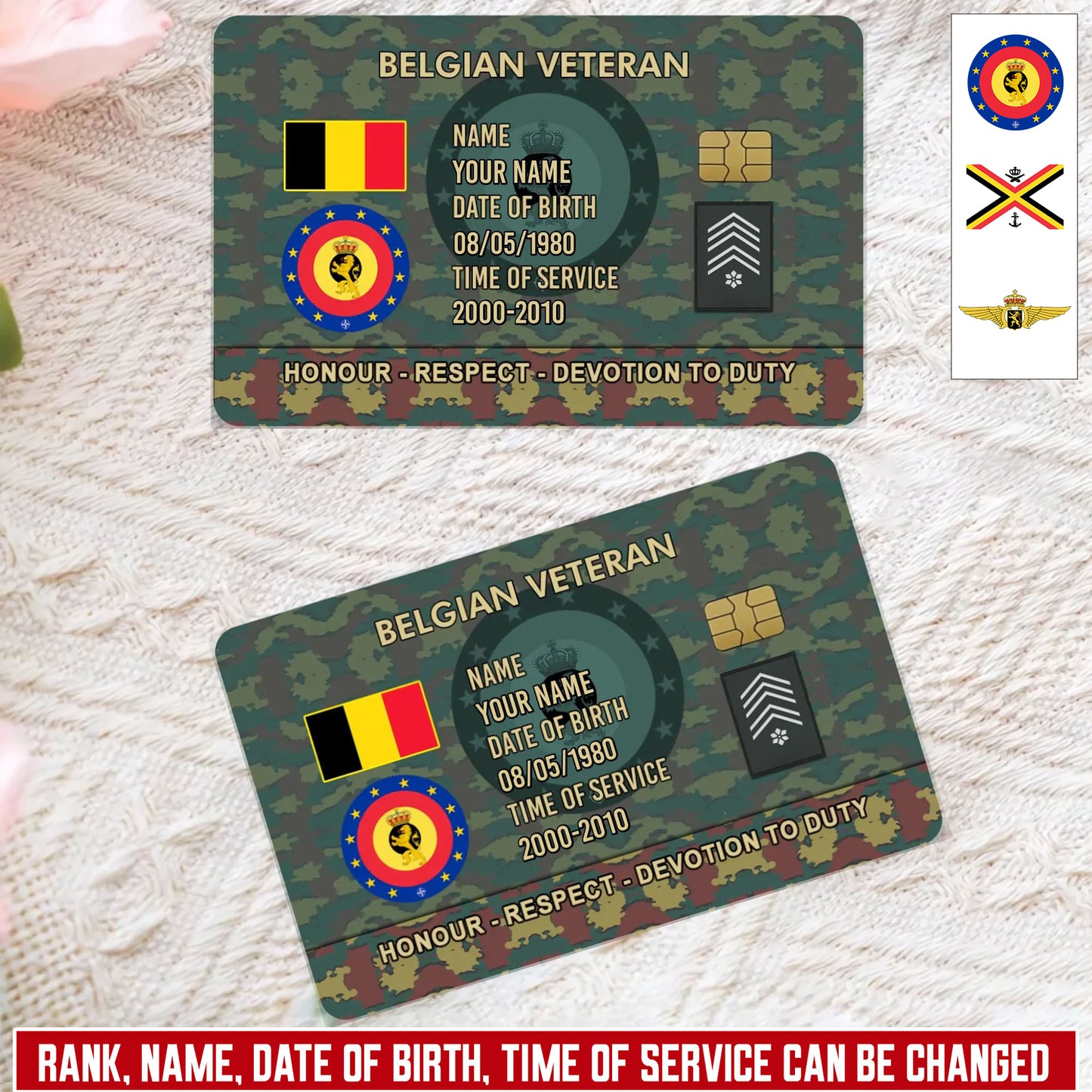 Personalized Belgium Soldier/ Veteran With Rank, Name And Year Aluminum Wallet Card - 17637696