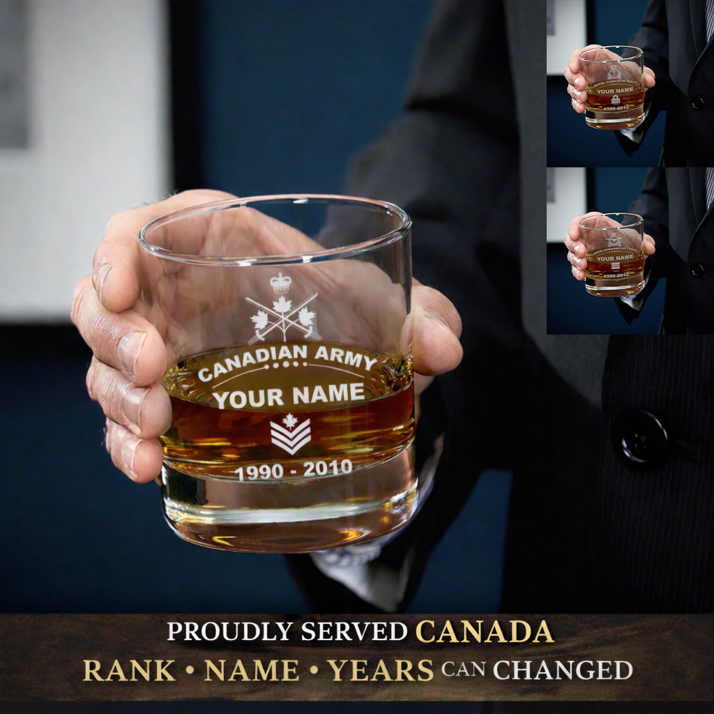 Personalized Canada Soldier/ Veteran With Rank, Name and Year Whiskey Glass - 17718048
