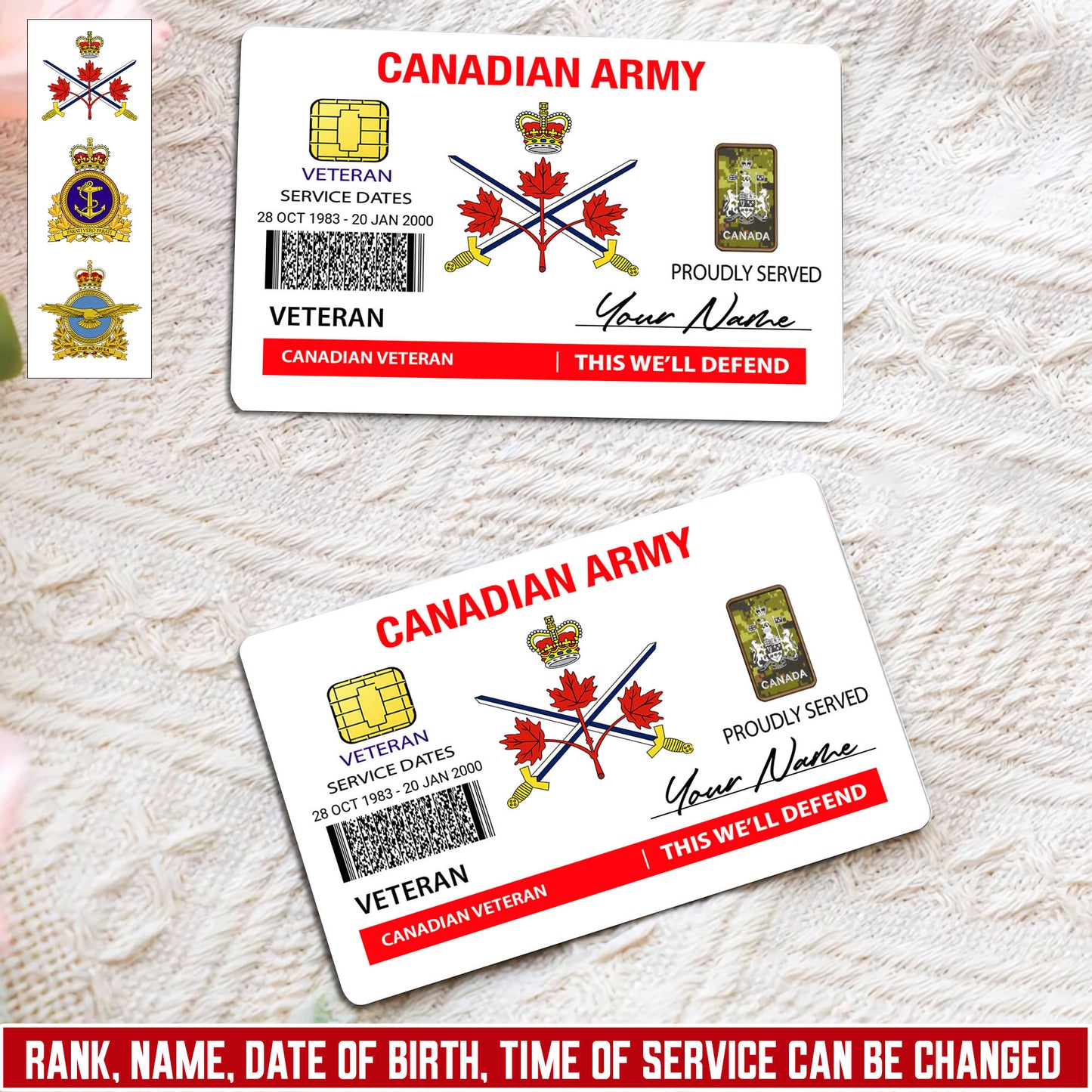 Personalized Canada Soldier/ Veteran With Rank, Name And Year Aluminum Wallet Card - 17671392