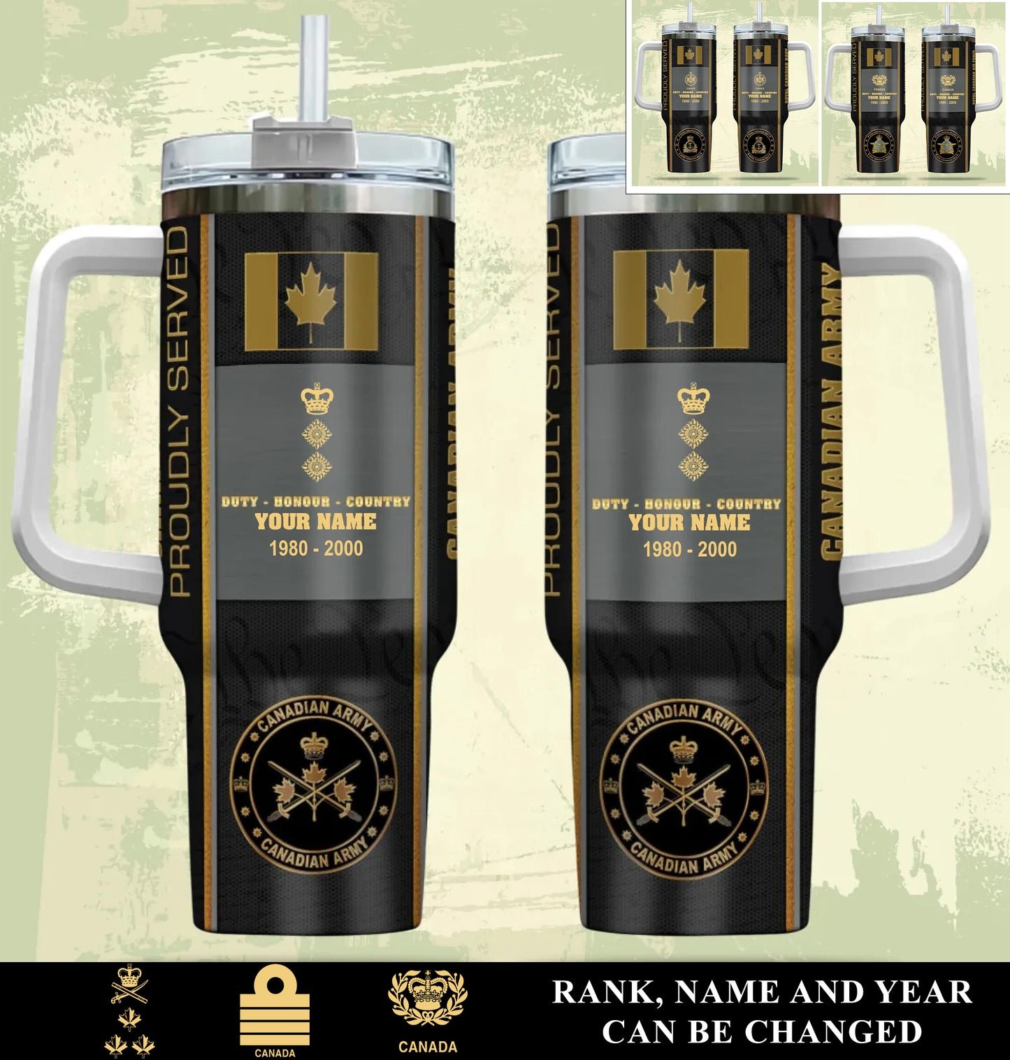 Personalized Canada Veteran/ Soldier With Rank, Year And Name Camo Tumbler - 17434656