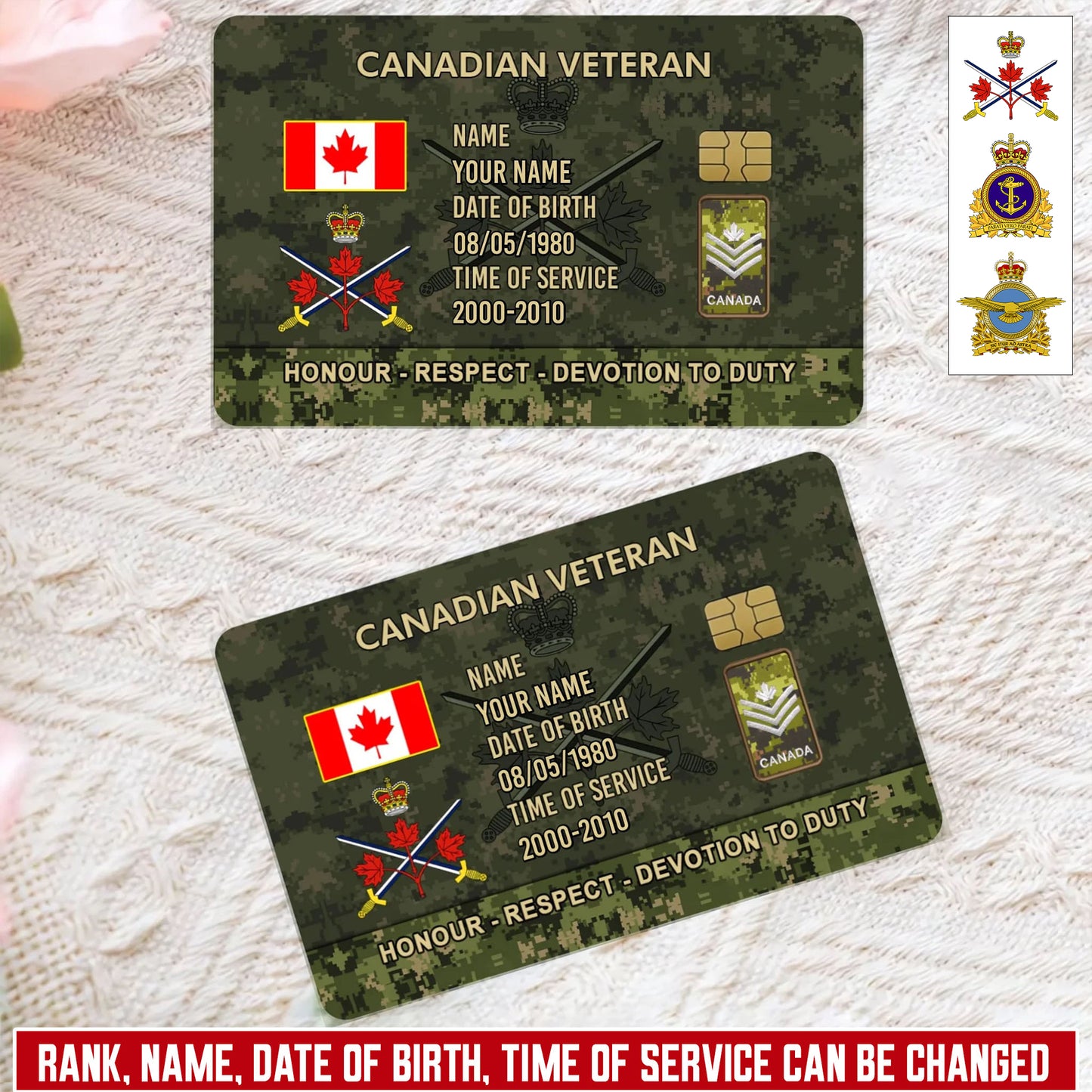 Personalized Canada Soldier/ Veteran With Rank, Name And Year Aluminum Wallet Card - 17637696
