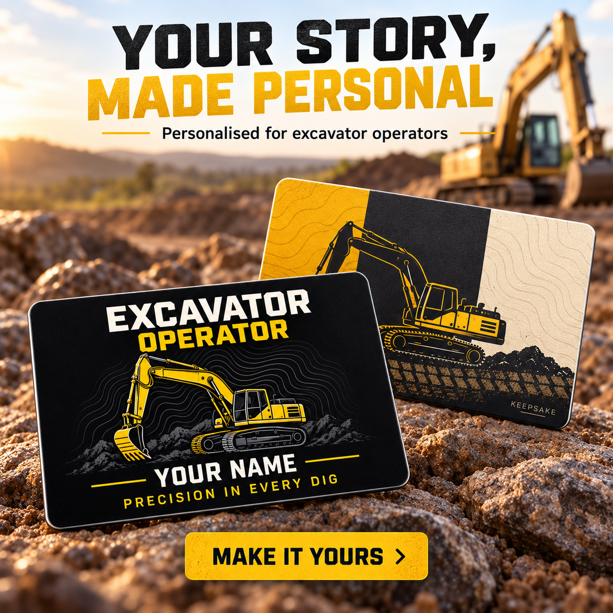 Personalized Excavator Operator Aluminum Wallet Card - Midnight Pride - advertising image