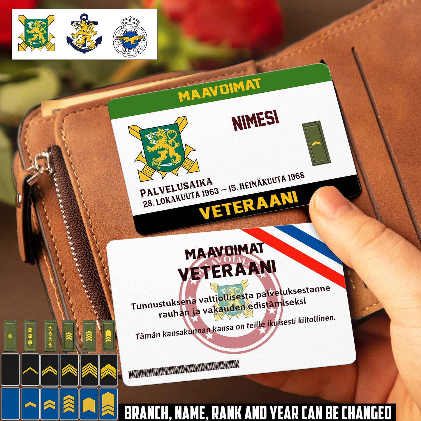 Personalized Finland Soldier/ Veteran With Rank, Name And Year Aluminum Wallet Card - 17479584