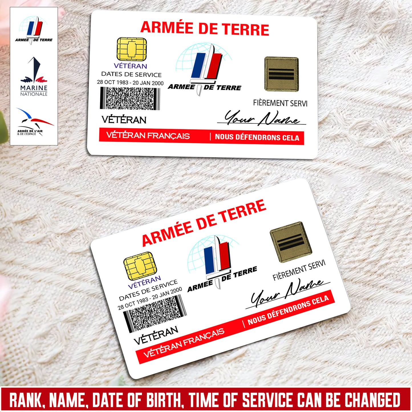 Personalized France Soldier/ Veteran With Rank, Name And Year Aluminum Wallet Card - 17671392