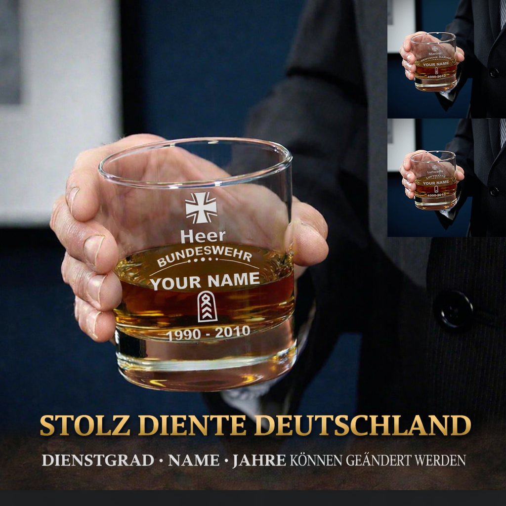 Personalized Germany Soldier/ Veteran With Rank, Name and Year Whiskey Glass - 17718048