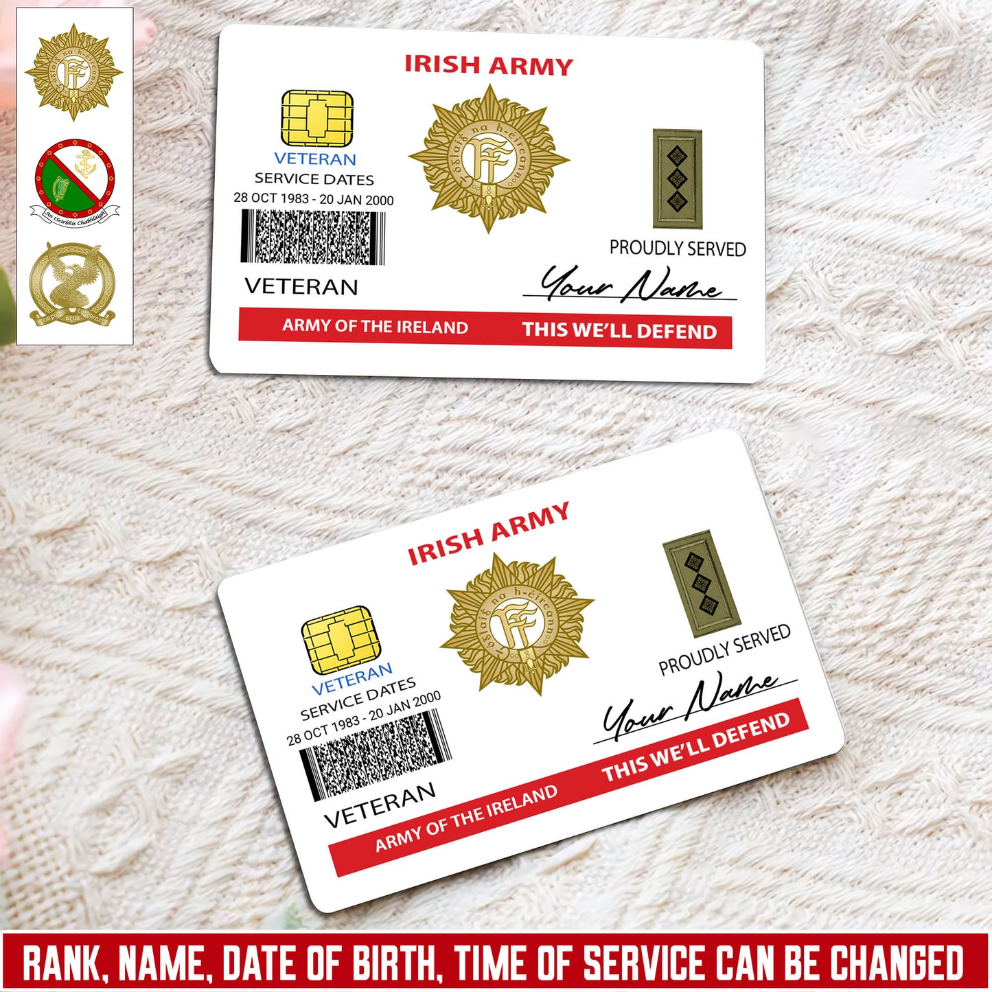 Personalized Ireland Soldier/ Veteran With Rank, Name And Year Aluminum Wallet Card - 17472672