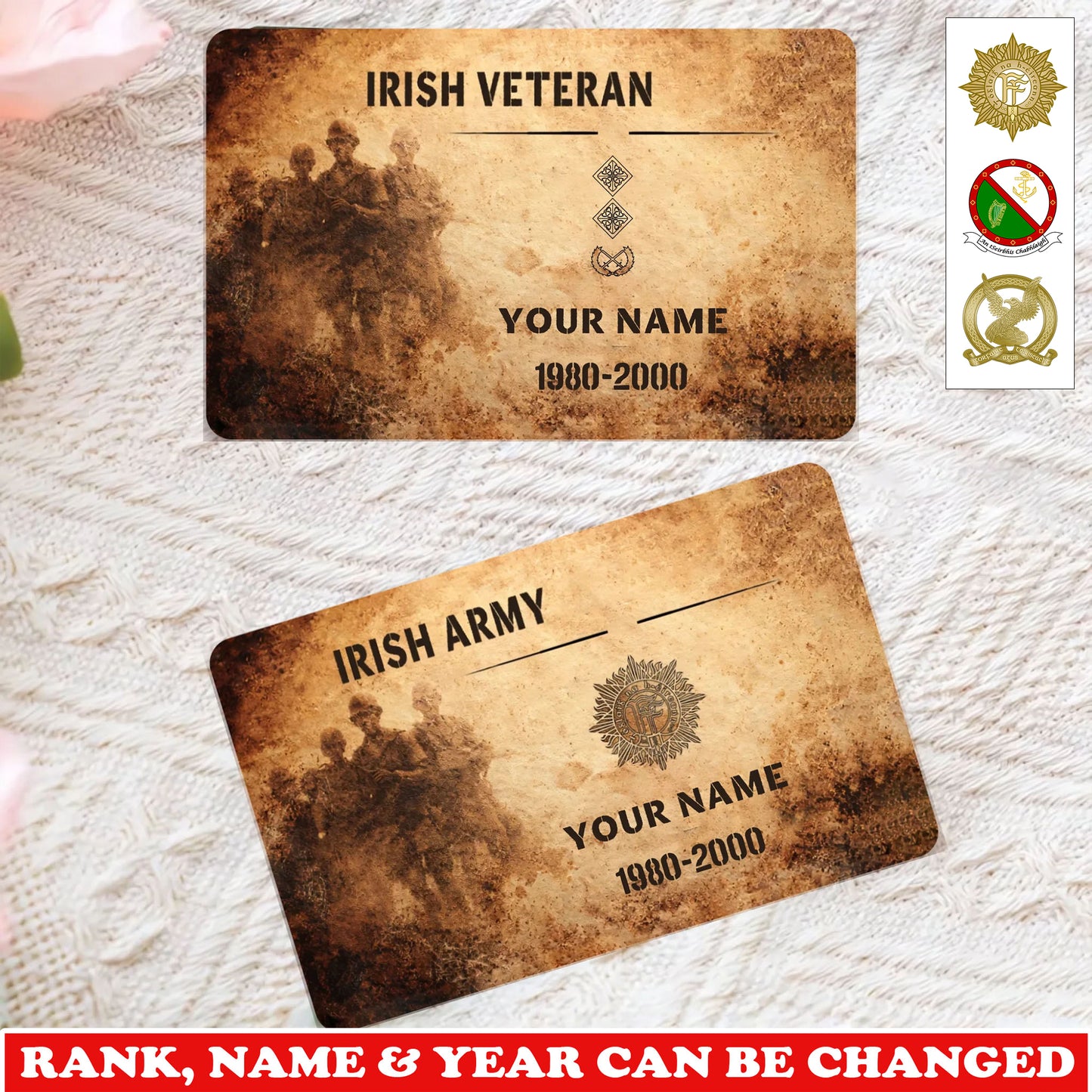 Personalized Ireland Soldier/ Veteran With Rank, Name And Year Aluminum Wallet Card - 17735328