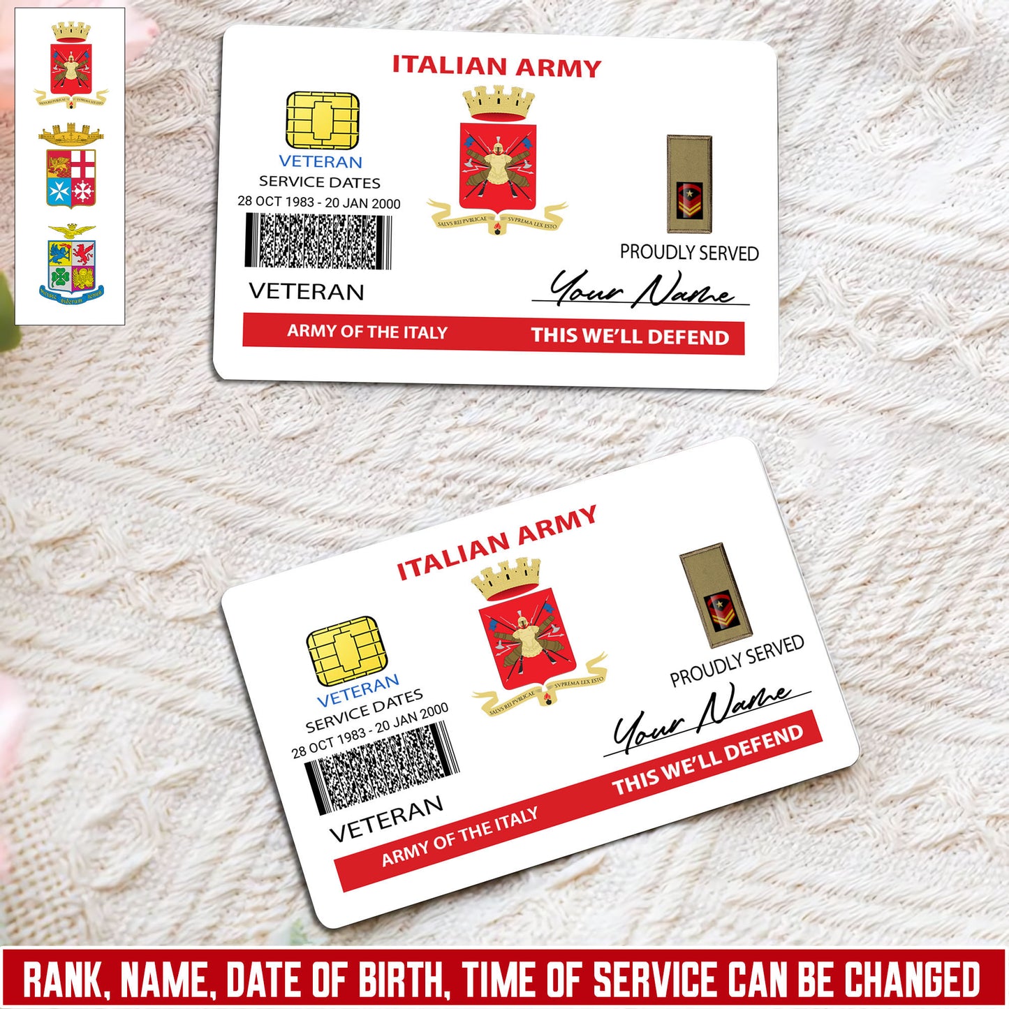 Personalized Italy Soldier/ Veteran With Rank, Name And Year Aluminum Wallet Card - 17472672