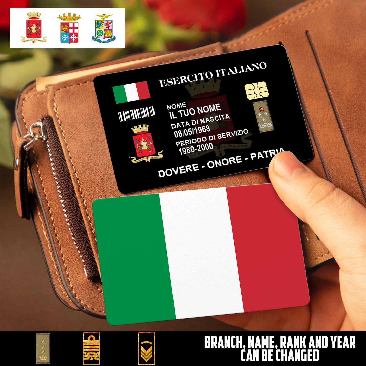 Personalized Italy Soldier/ Veteran With Rank, Name And Year Aluminum Wallet Card - 17521920