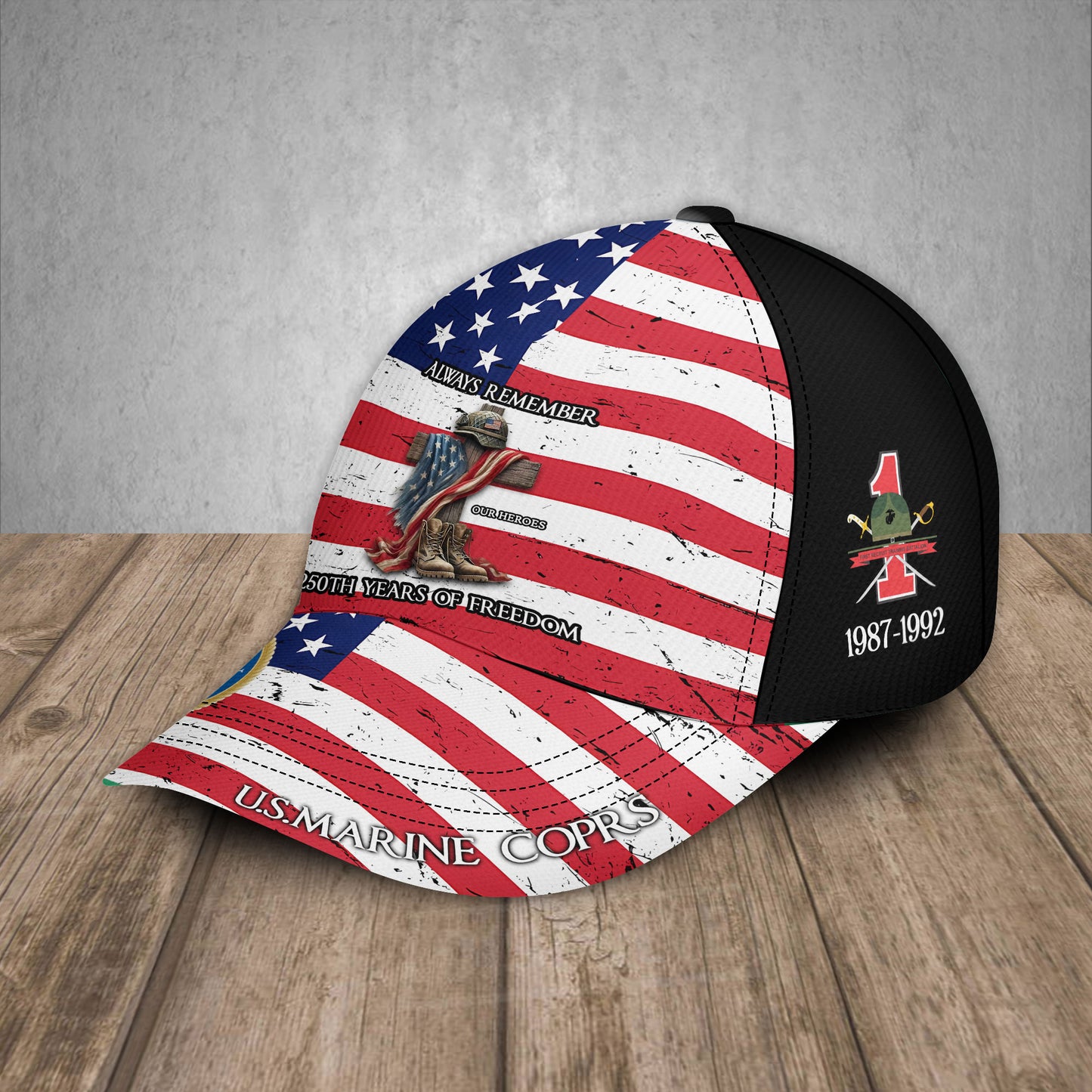 Marine Battalions - Always Remember Our Heroes 250 Years Of Freedom - Personalized Military Cap, USA Cap, Custom Military Branch, Patriotic Gift - 17767296