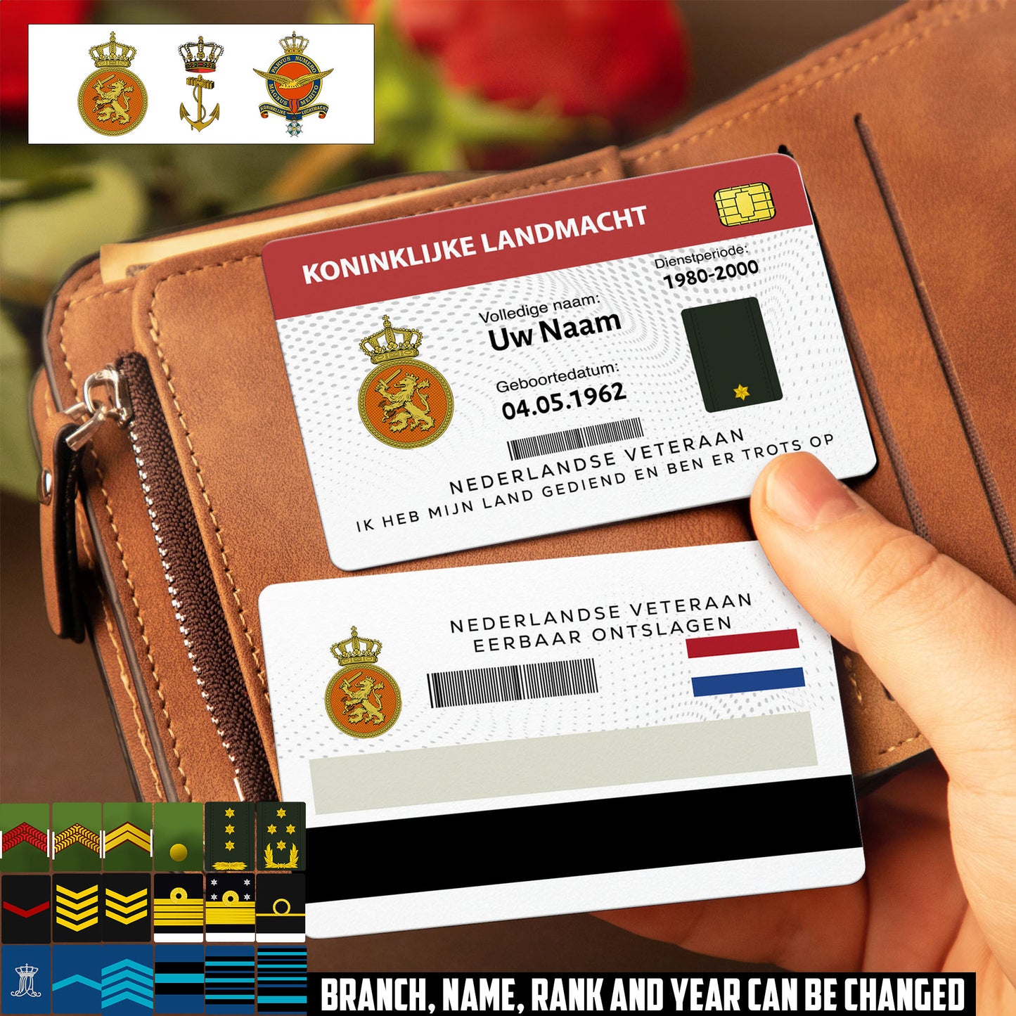 Personalized Netherlands Soldier/ Veteran With Rank, Name And Year Aluminum Wallet Card - 17502912